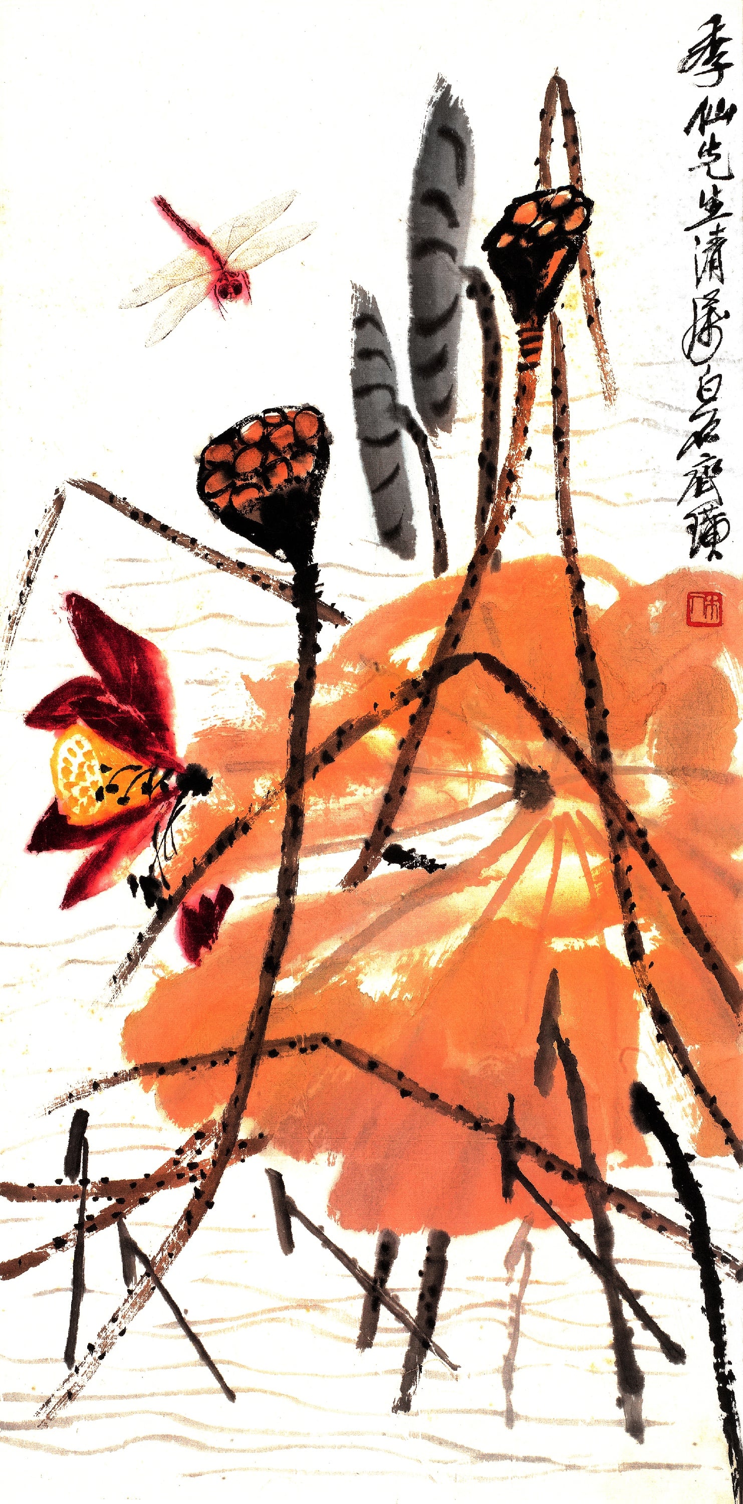 花鸟画 - 未知 - 绘荷花蜻蜓灵动之景 