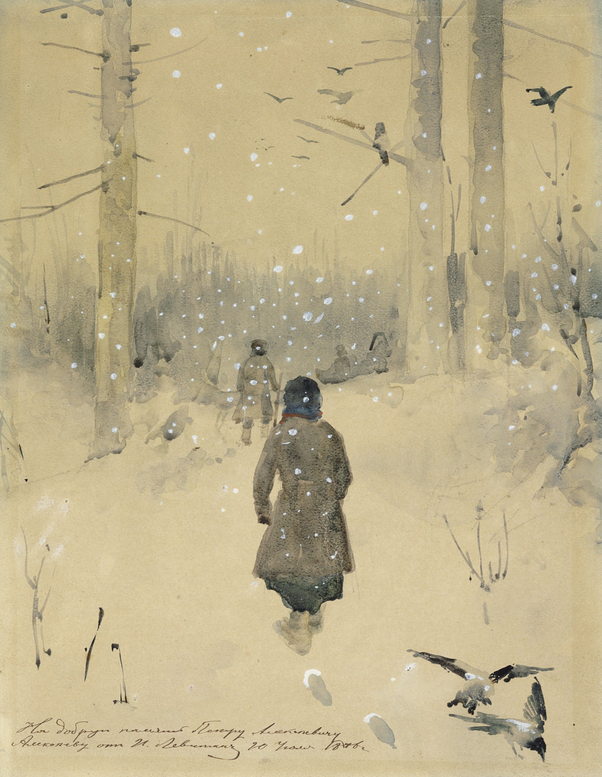 孤独静谧情感主题 - 雪中漫步 - 雪地独行尽显静谧氛围 