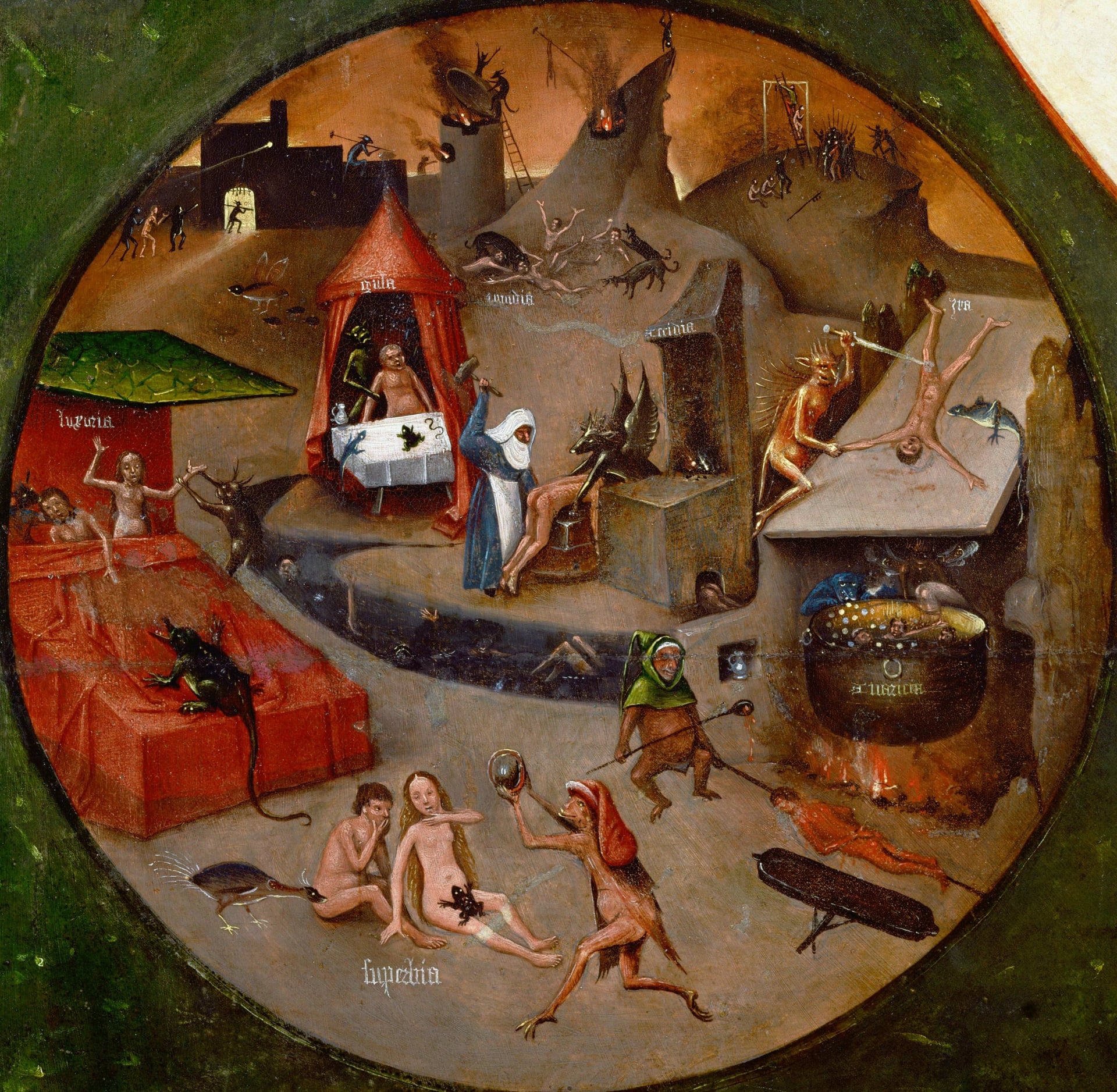 地狱天堂描绘主题 - 地狱场景画作 - 展现地狱中的恐怖景象 