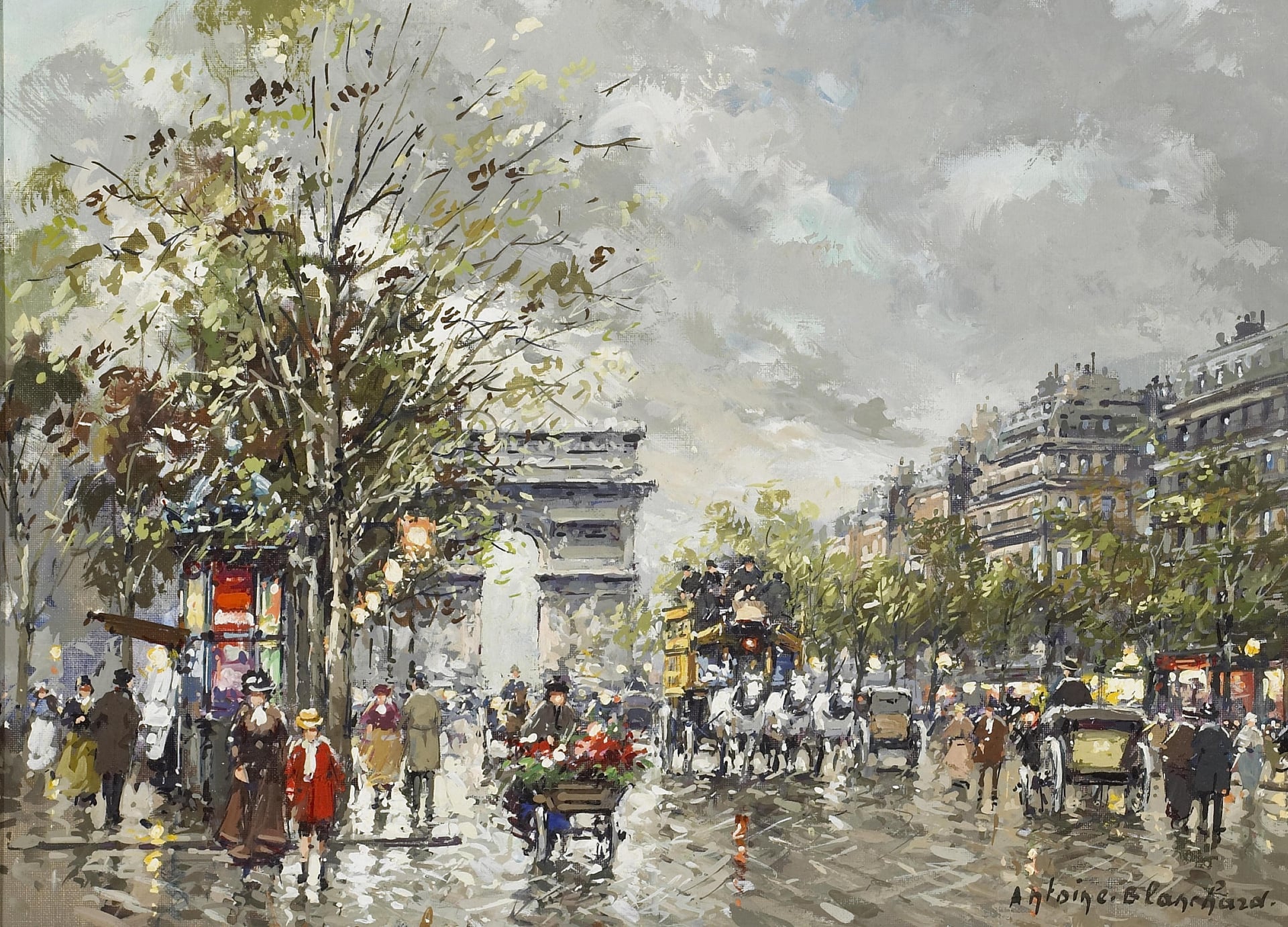 社会风俗场景主题 - 巴黎街头景象 - 展现巴黎街头热闹场景 