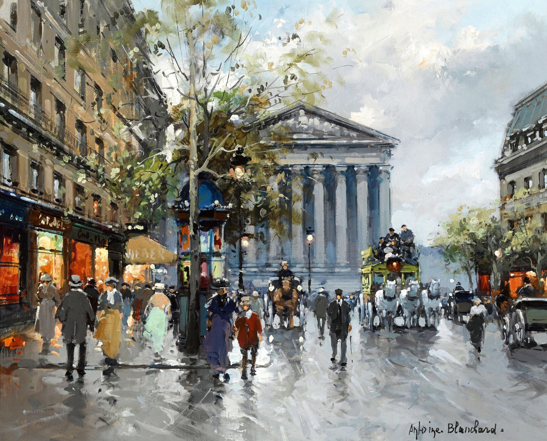 社会风俗场景主题 - 未命名街景画 - 描绘街头热闹生活景象 