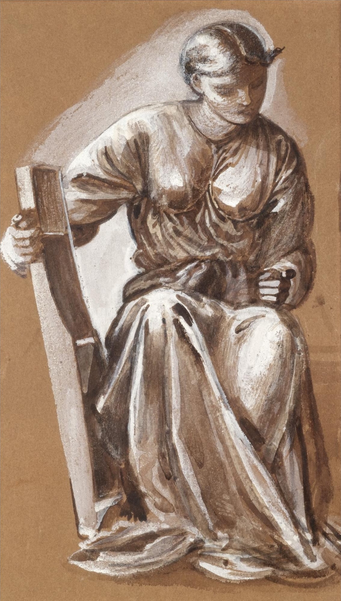 女性形象塑造主题 - 佚名女性坐姿画 - 描绘女性持物优雅坐姿 