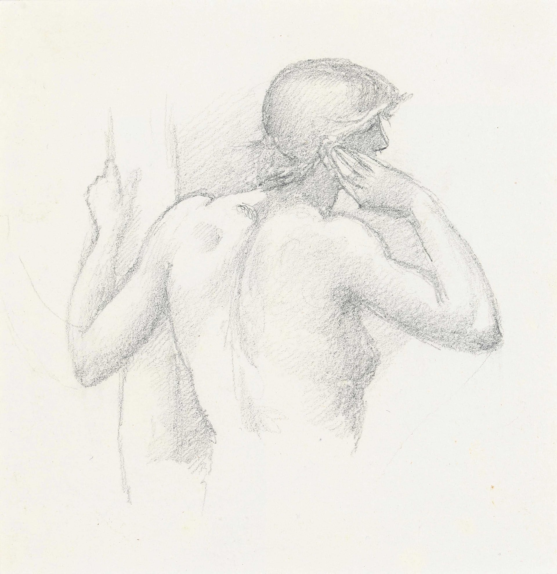 女性形象塑造主题 - 无 - 素描勾勒女性背部姿态 