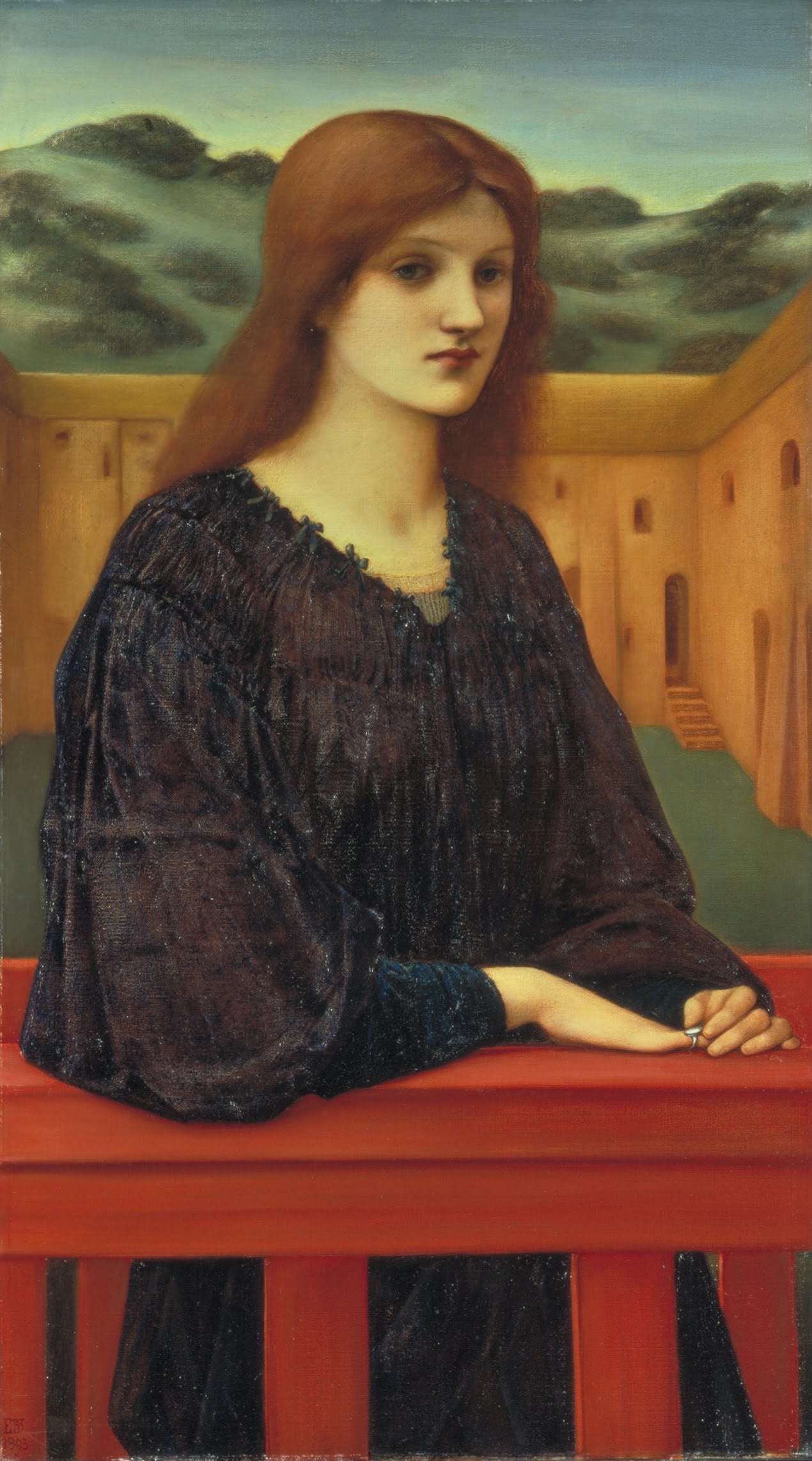 女性形象塑造主题 - 弗雷德里克·桑迪斯的画作 - 红衣女子静倚神情悠然 