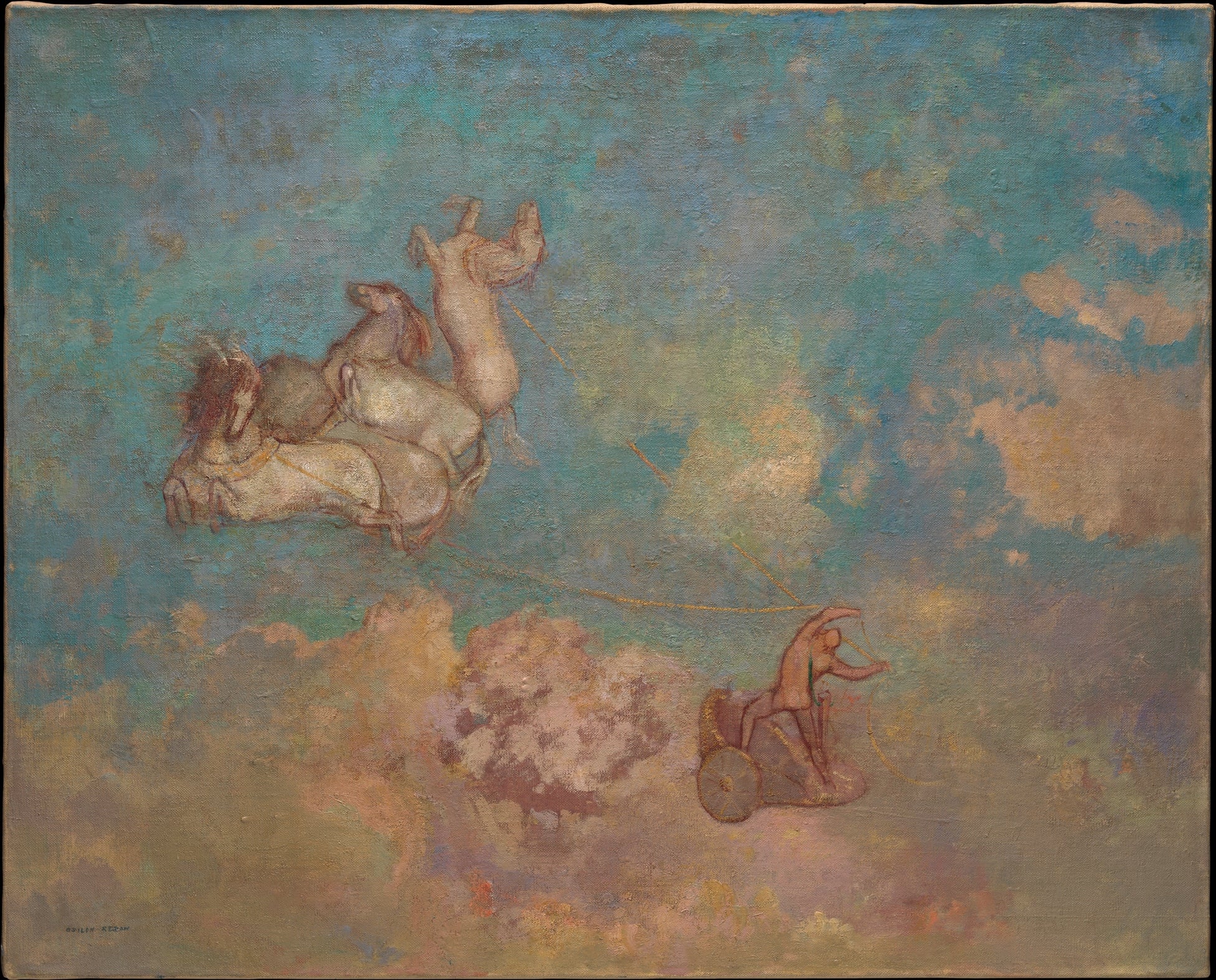 象征梦幻场景主题 - 未知名画作 - 人与马于天际奇幻景象 