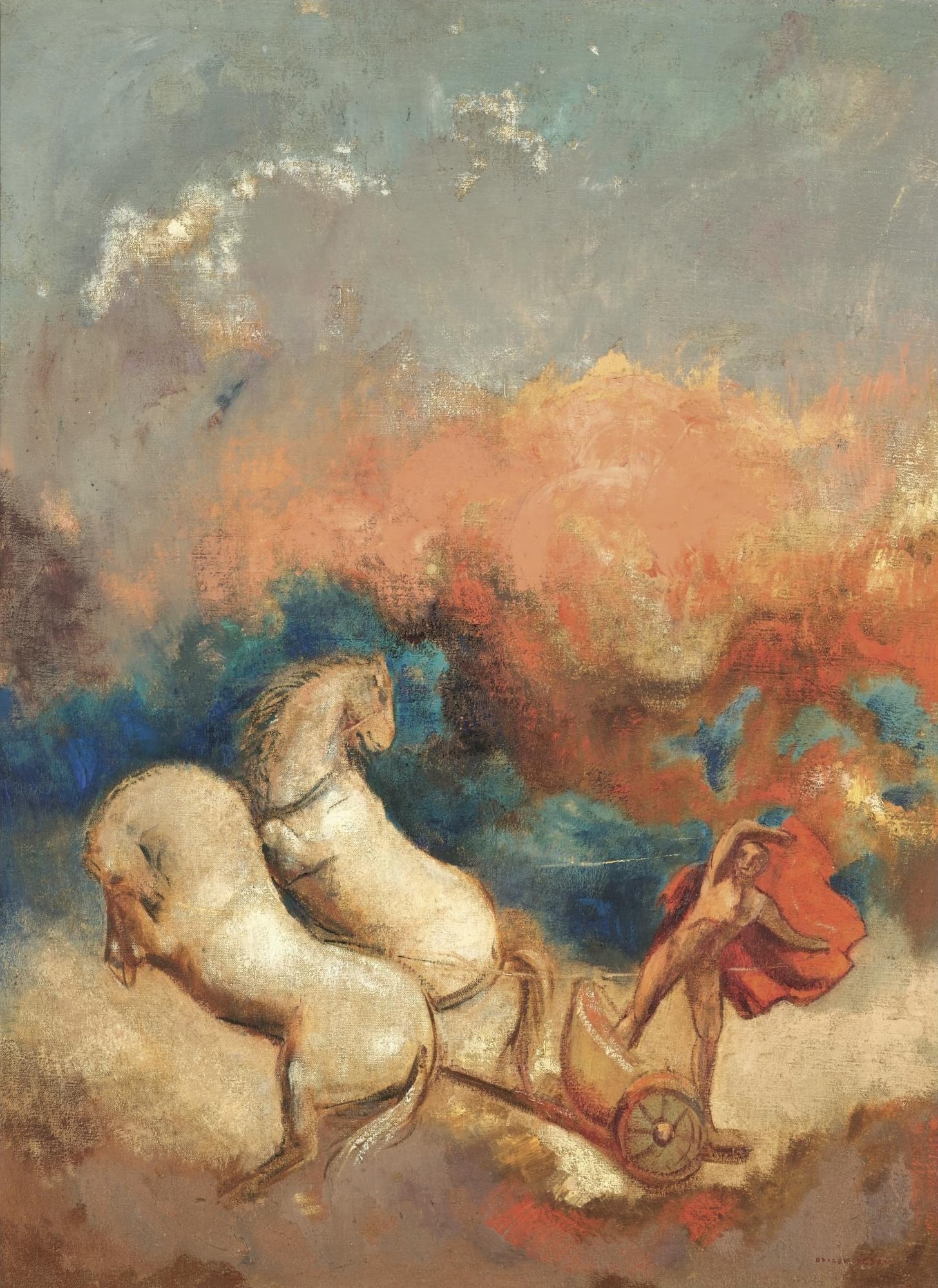 象征梦幻场景主题 - 未知名神话场景画作 - 神话场景中马车与人物 