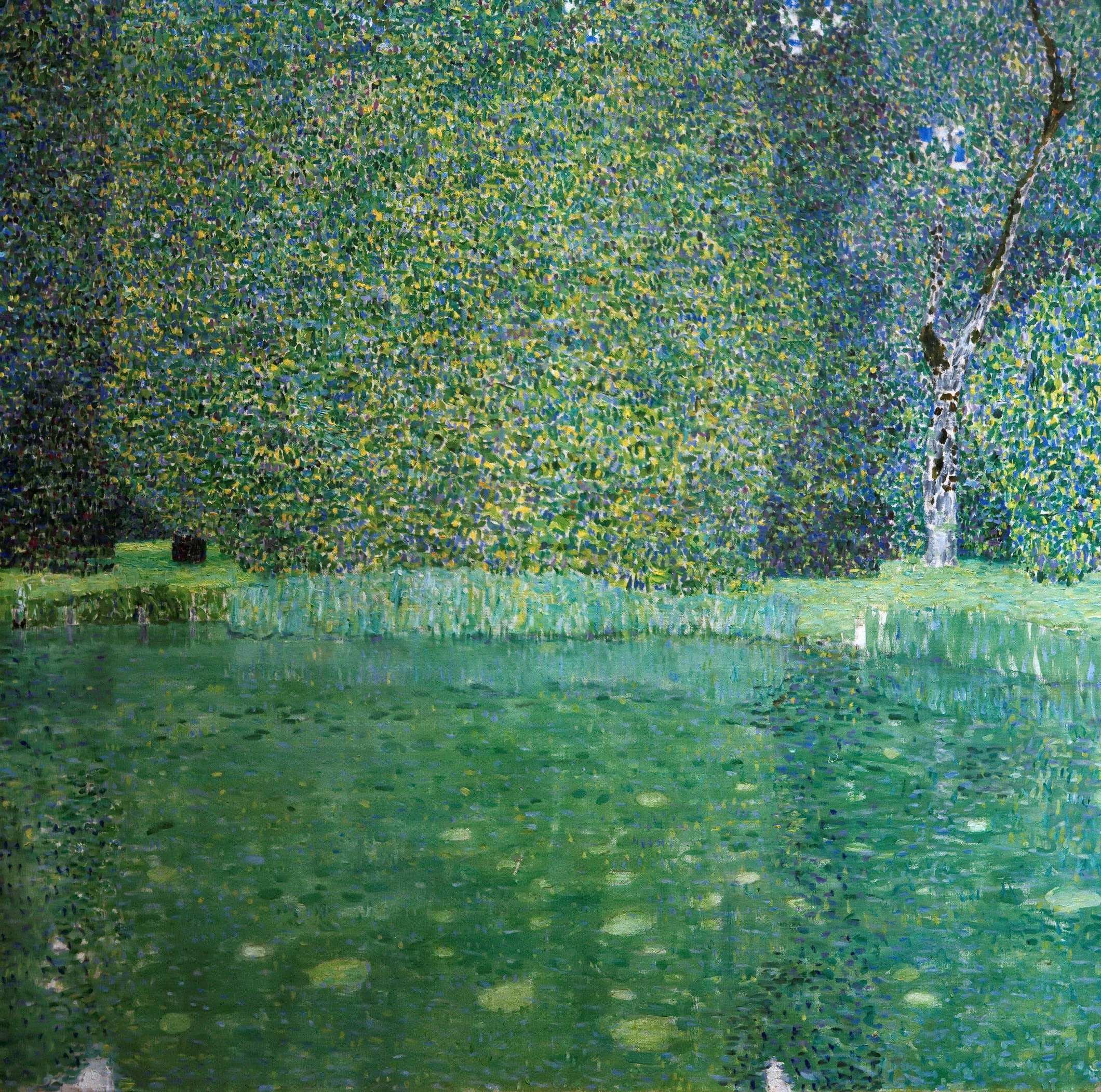 其他 - 未知名画作 - 湖畔绿树成荫的景致 