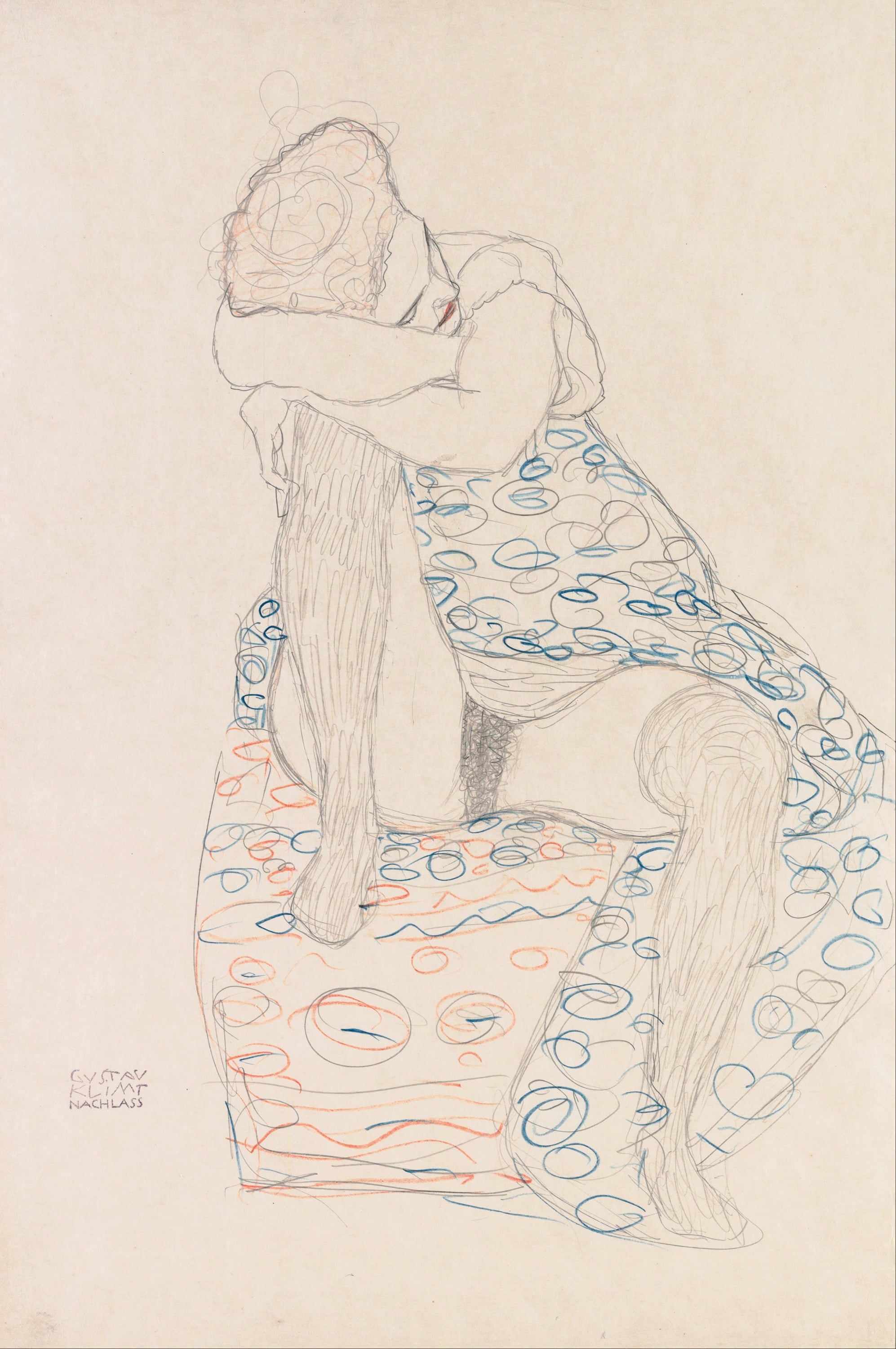女性人体之美主题 - 无题 - 描绘女性静憩姿态线条画 