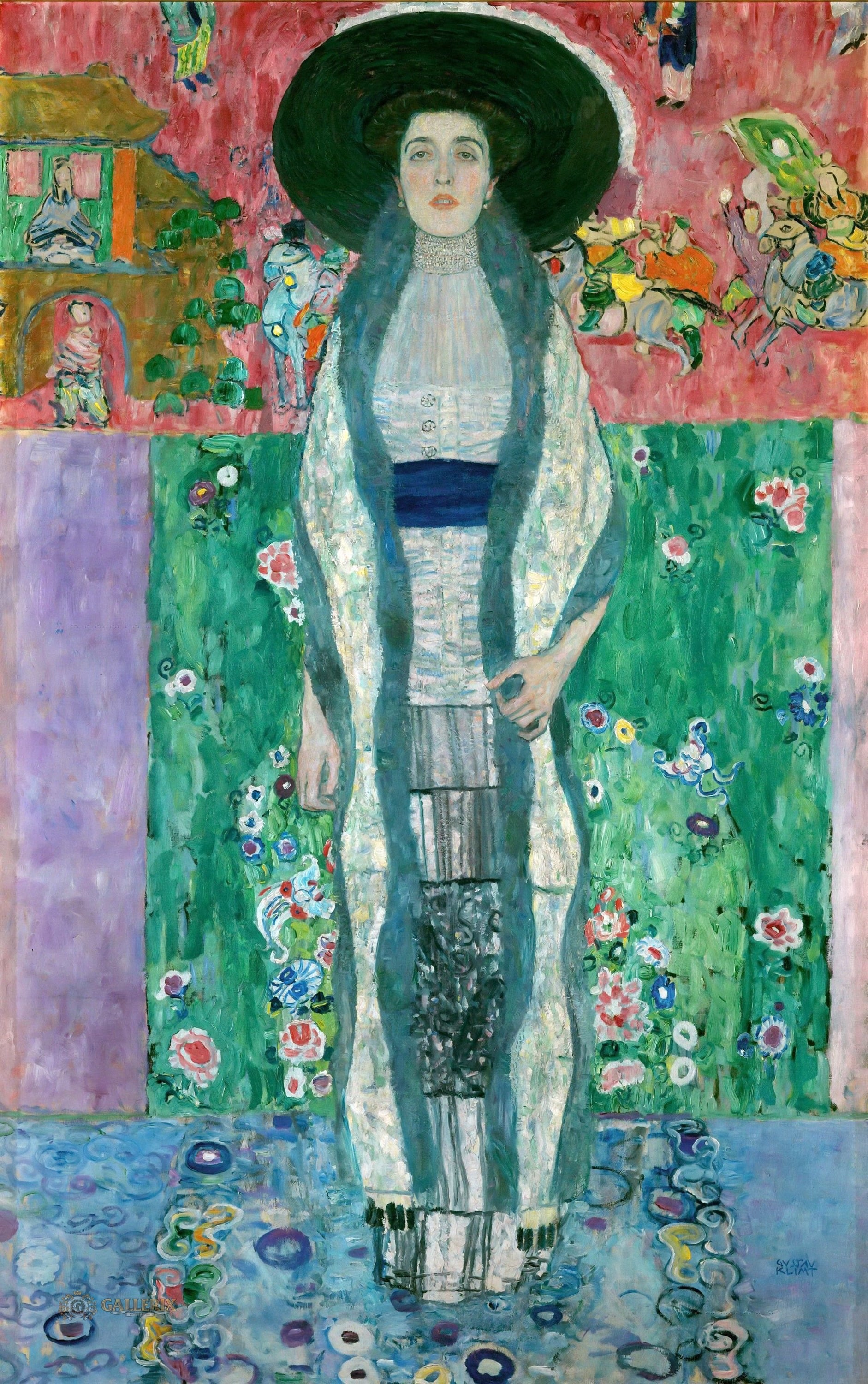 装饰艺术风格主题 - 艾蒂儿肖像二 - 具装饰风的女性人物画作 