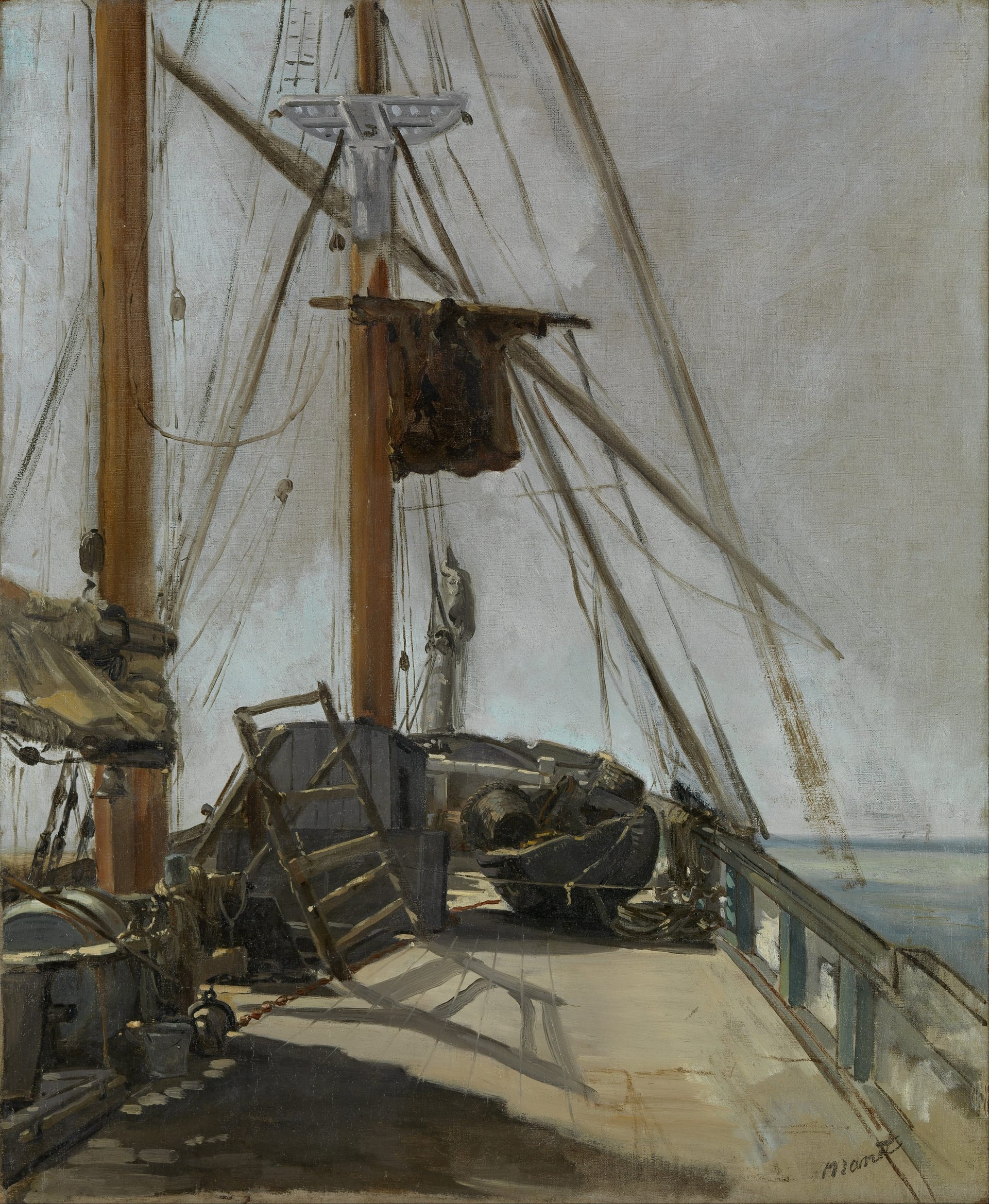 其他 - 未知名帆船画作 - 展现帆船甲板场景风貌 