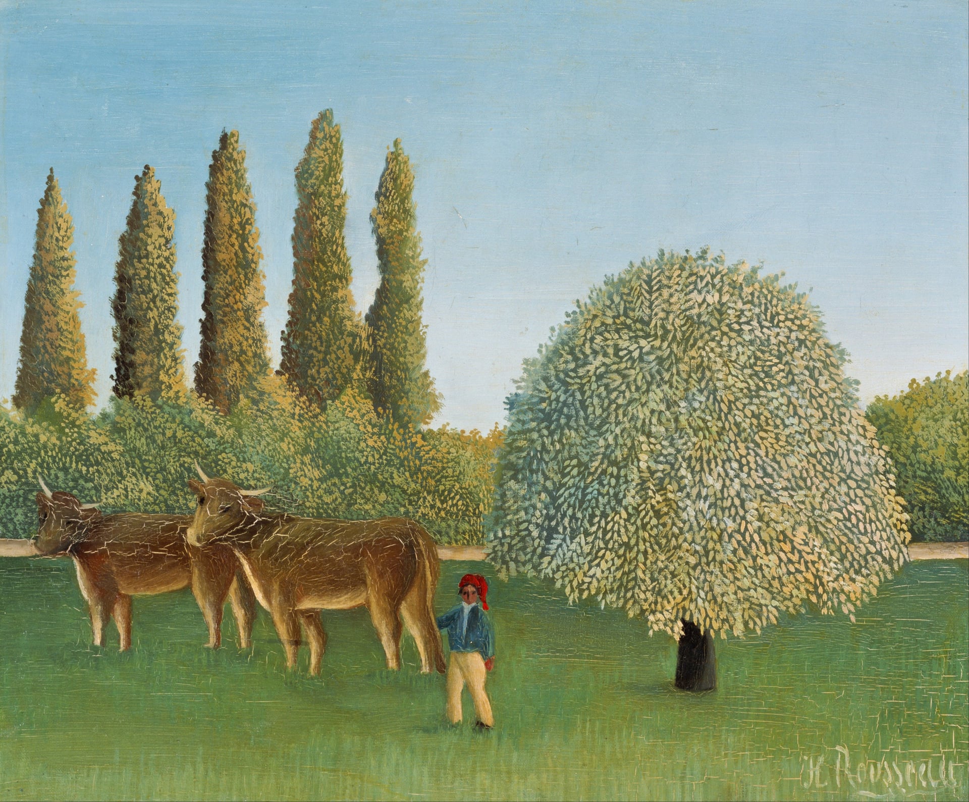 独特绘画风格主题 - 未命名画作 - 展现独特画风的田园景象 