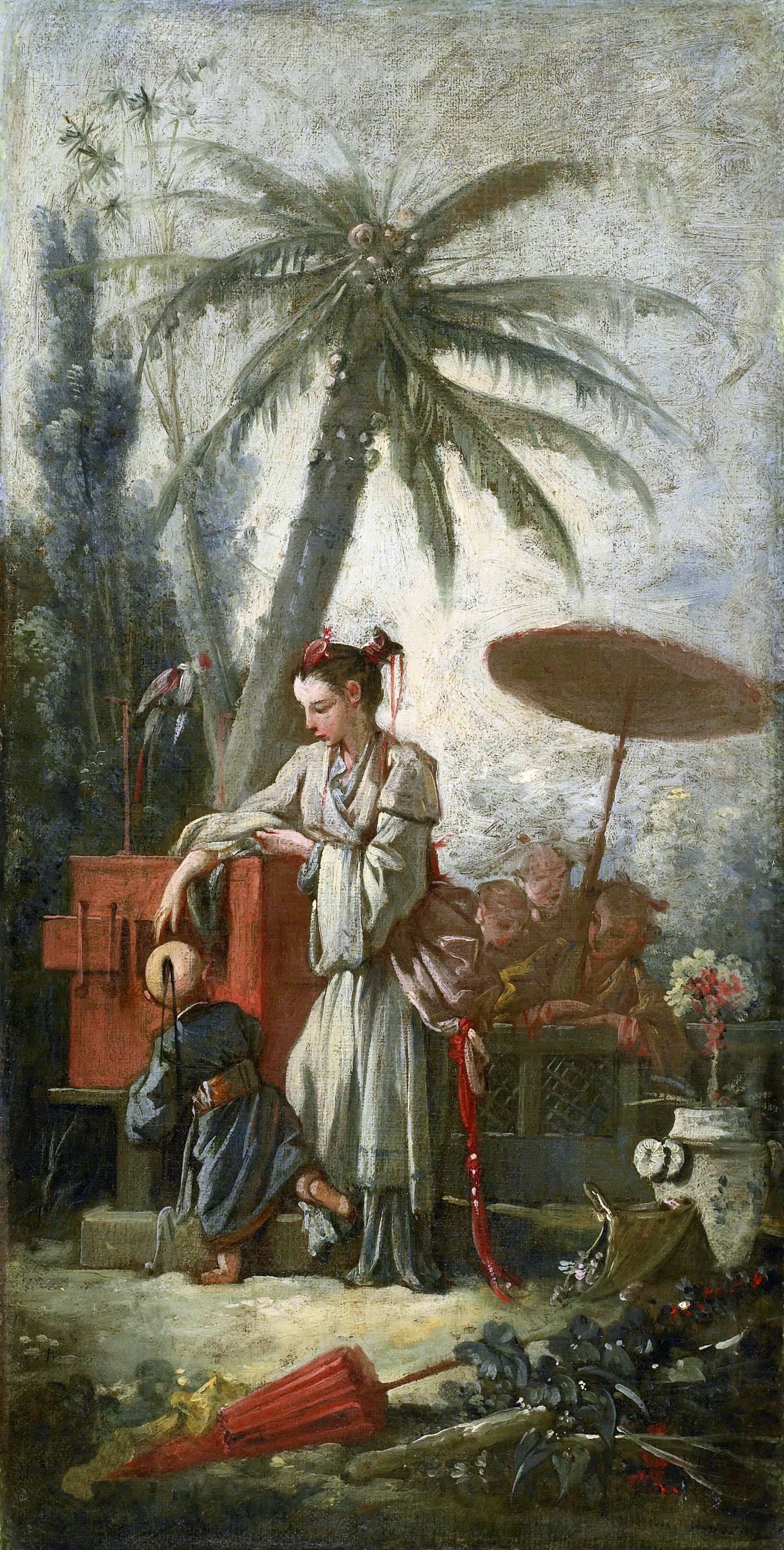 田园牧歌意境主题 - 未知名画作 - 描绘东方女子田园场景 