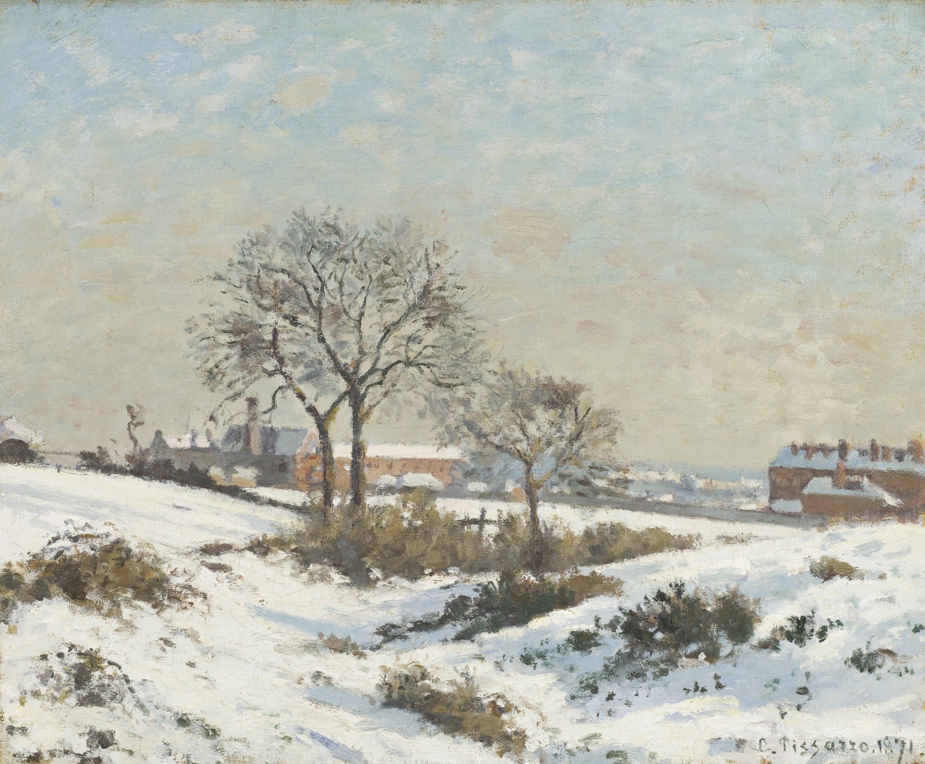 四季变化特征主题 - 雪中乡村景色 - 冬日乡村雪景静谧呈现 