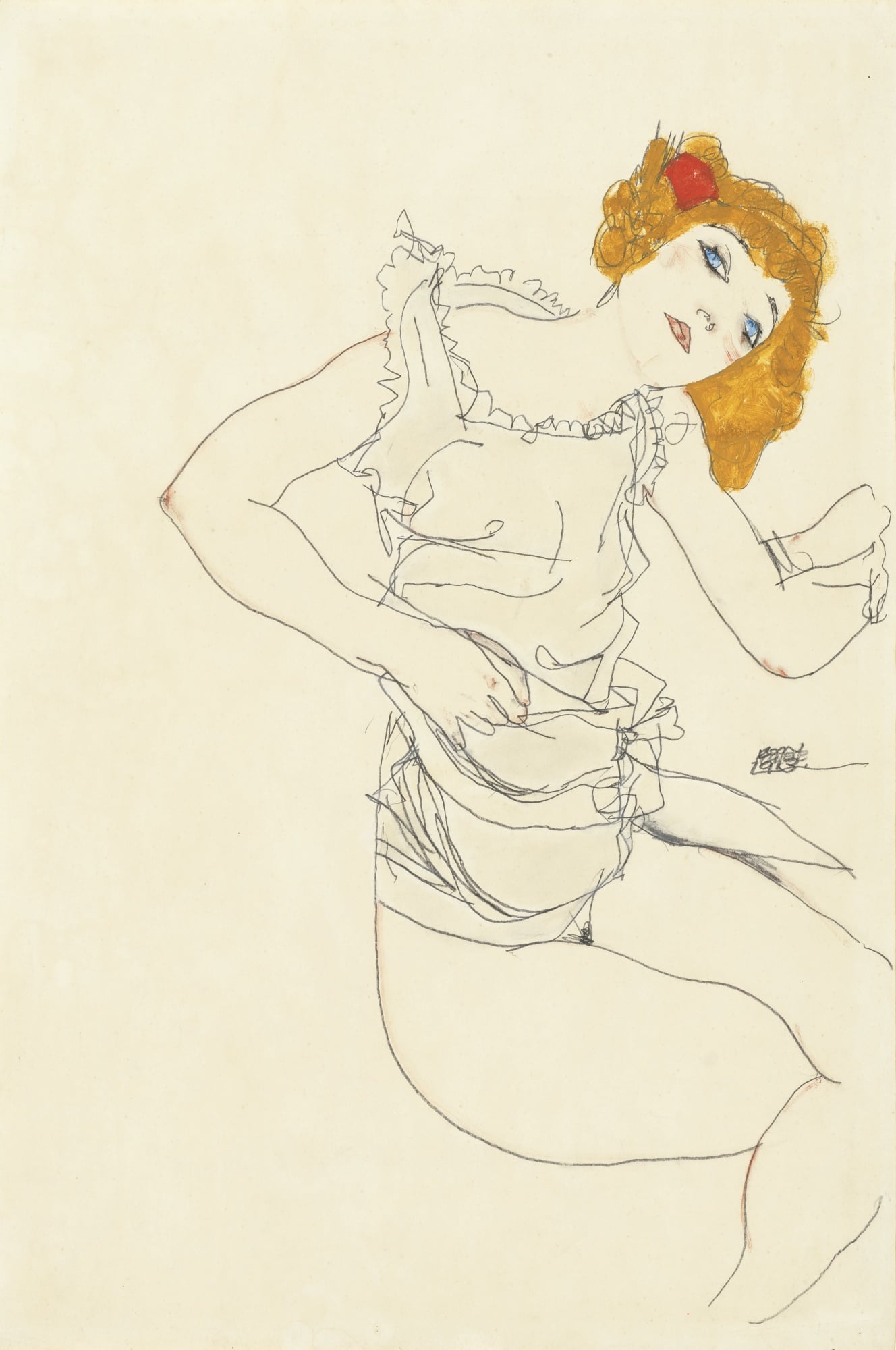 线条尖锐运用主题 - 未知名画作 - 线条勾勒灵动女性姿态 