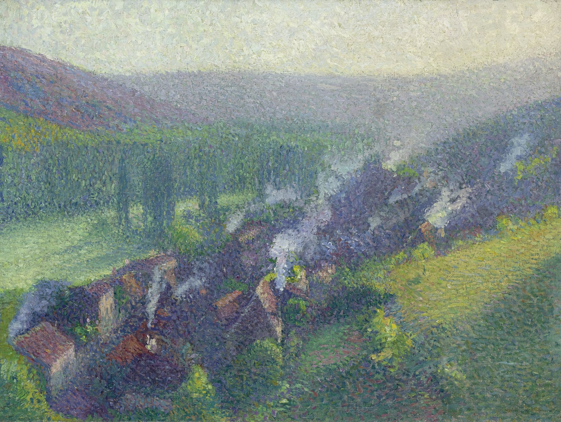 风景诗意主题 - 未知名乡村风景画作 - 展现乡村宁静的自然风光 