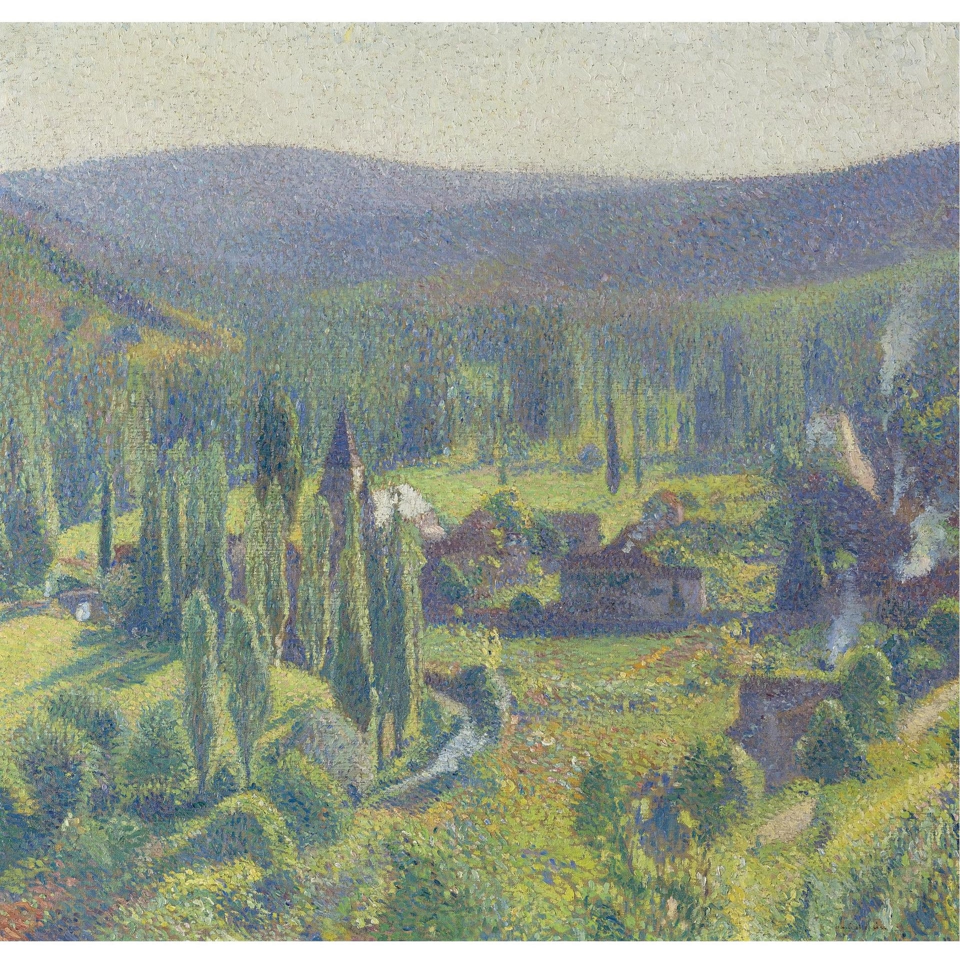 风景诗意主题 - 未知名乡村风景画作 - 展现乡村宁静自然景致 