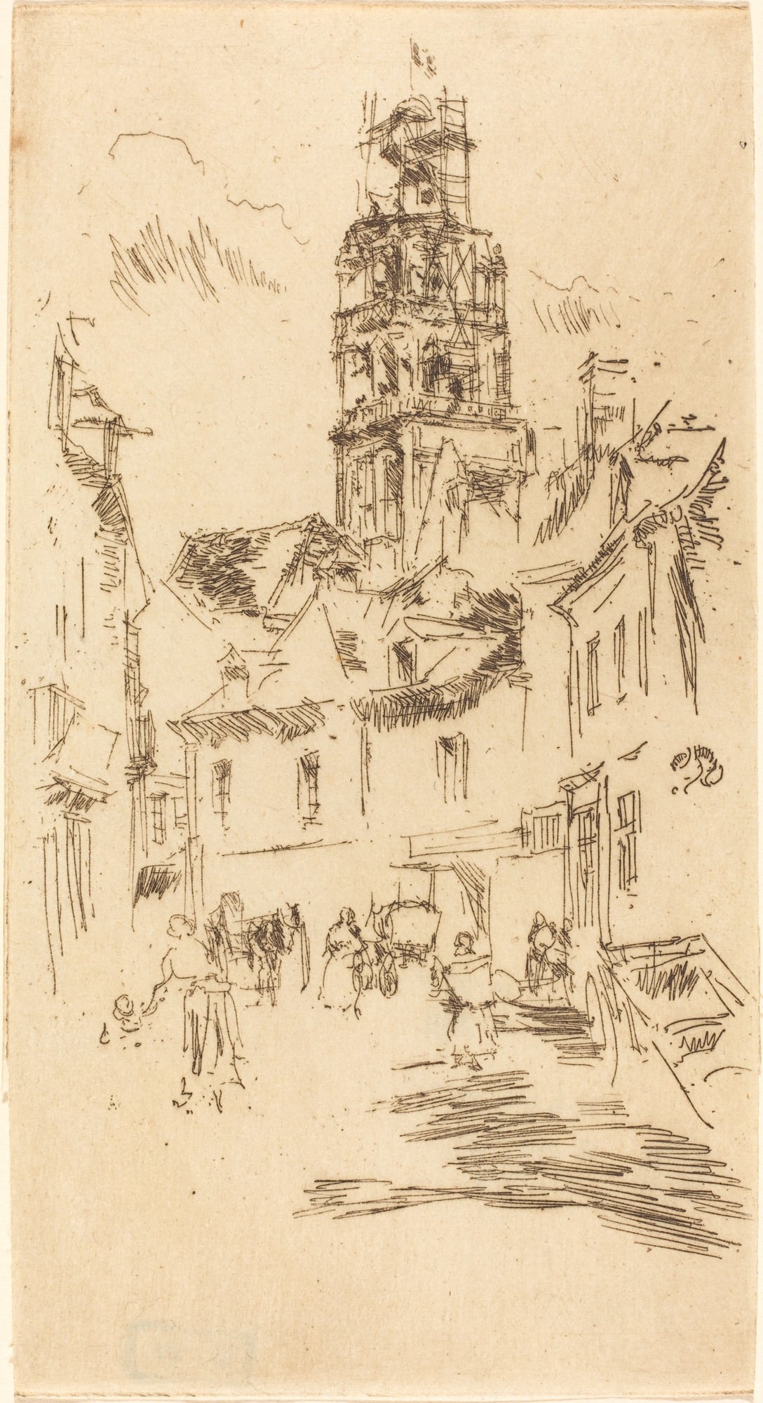 其他 - 未命名建筑街景速写 - 速写描绘街道与塔楼景象 