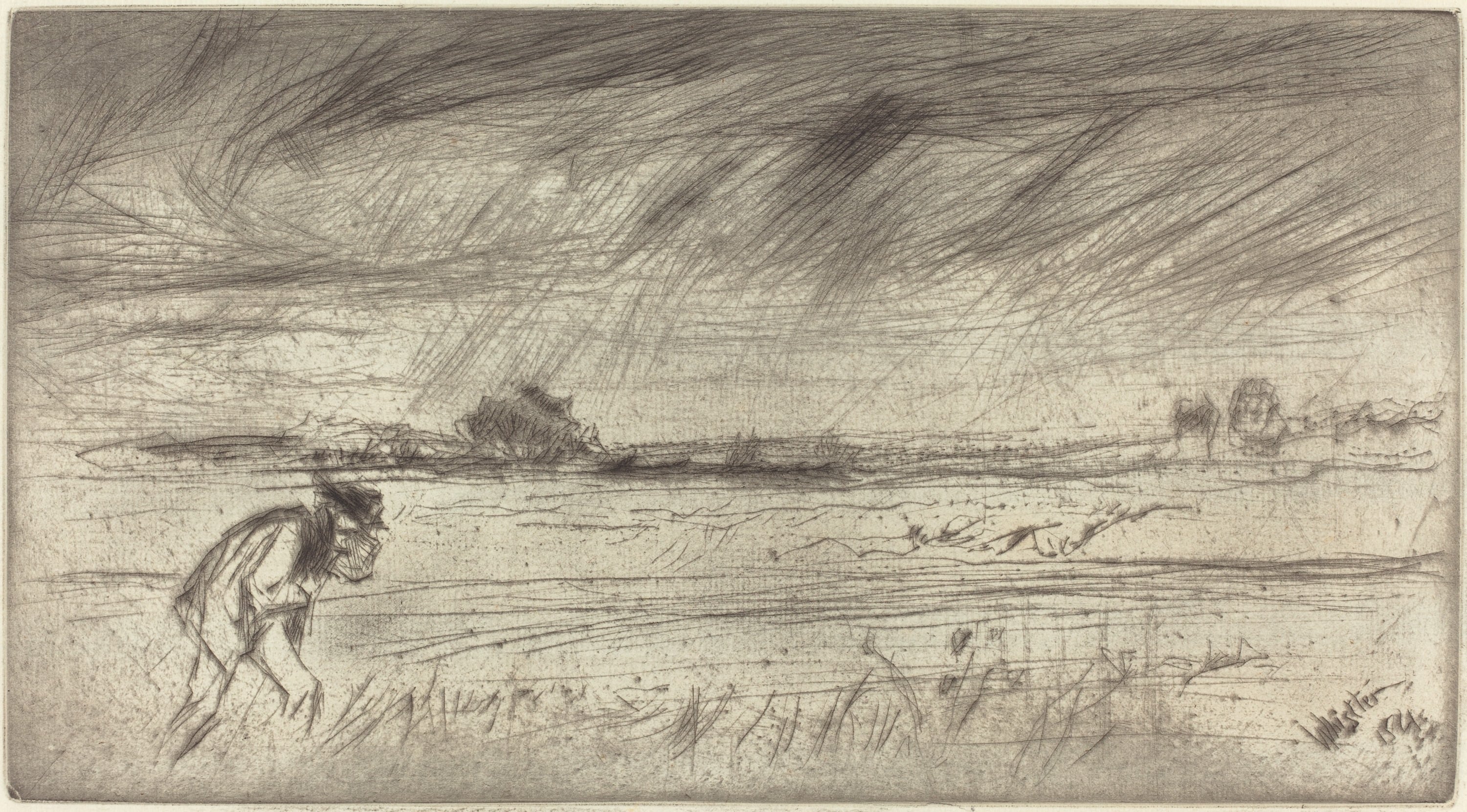 其他 - 未知名素描作品 - 素描展现人物与风雨场景 