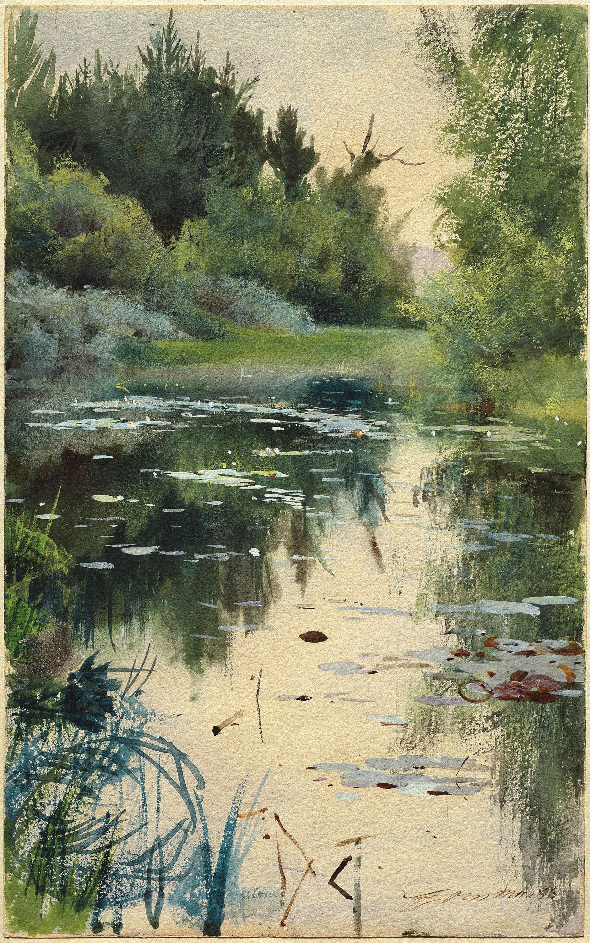 乡村风情展现主题 - 未命名 - 描绘宁静乡村池塘景致 