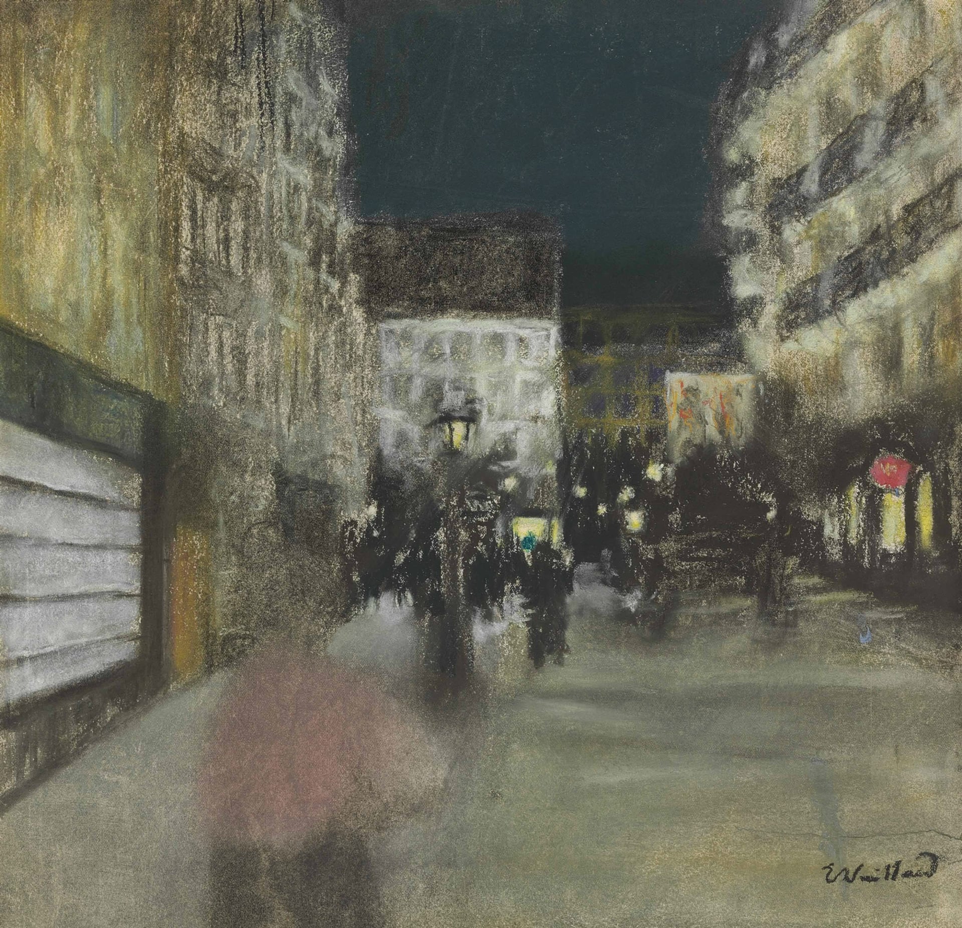 其他 - 未命名夜景画作 - 夜色街道人群朦胧景象 