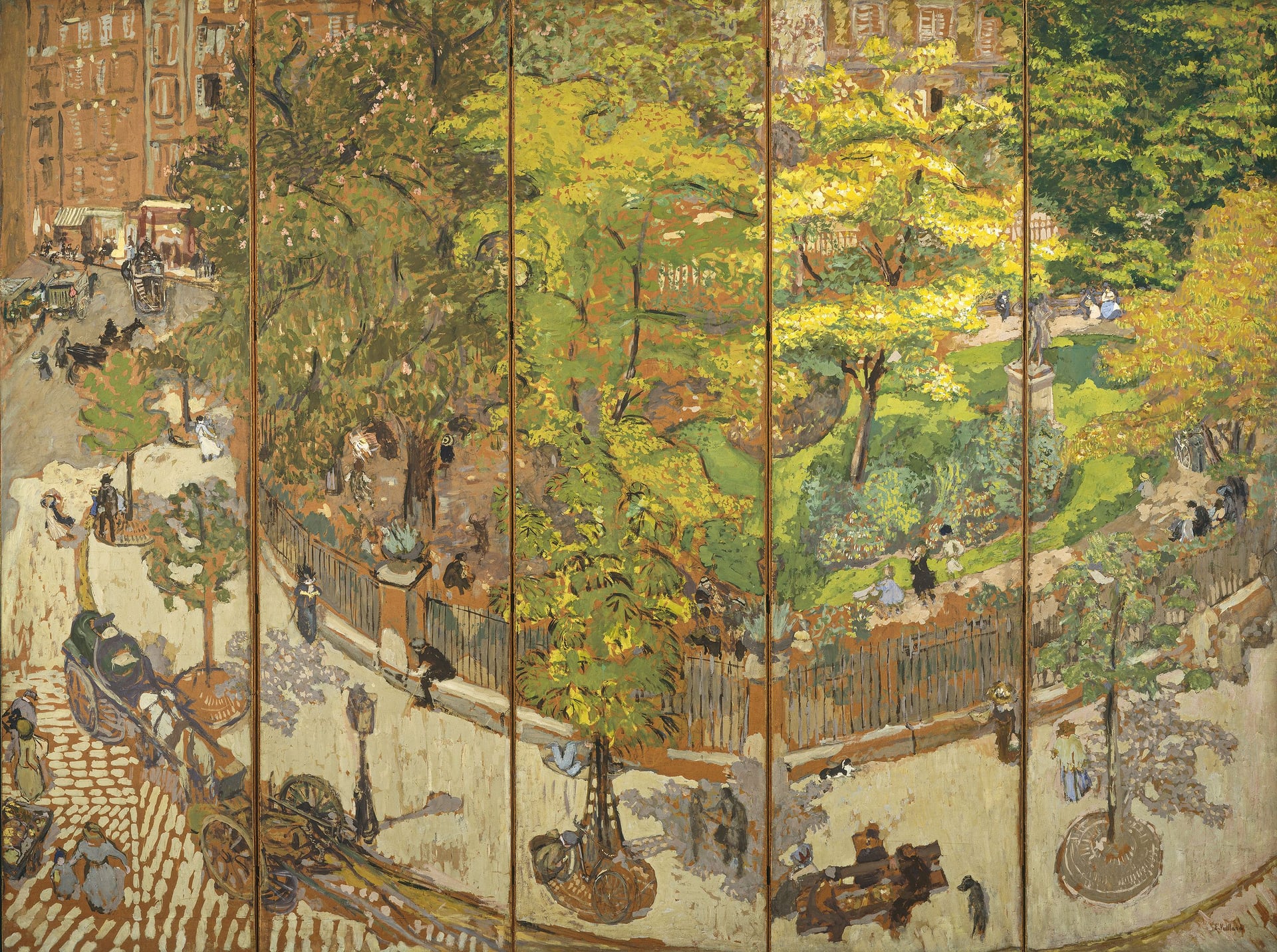 色彩装饰效果主题 - 未知名画作 - 多色展现街景与园林 