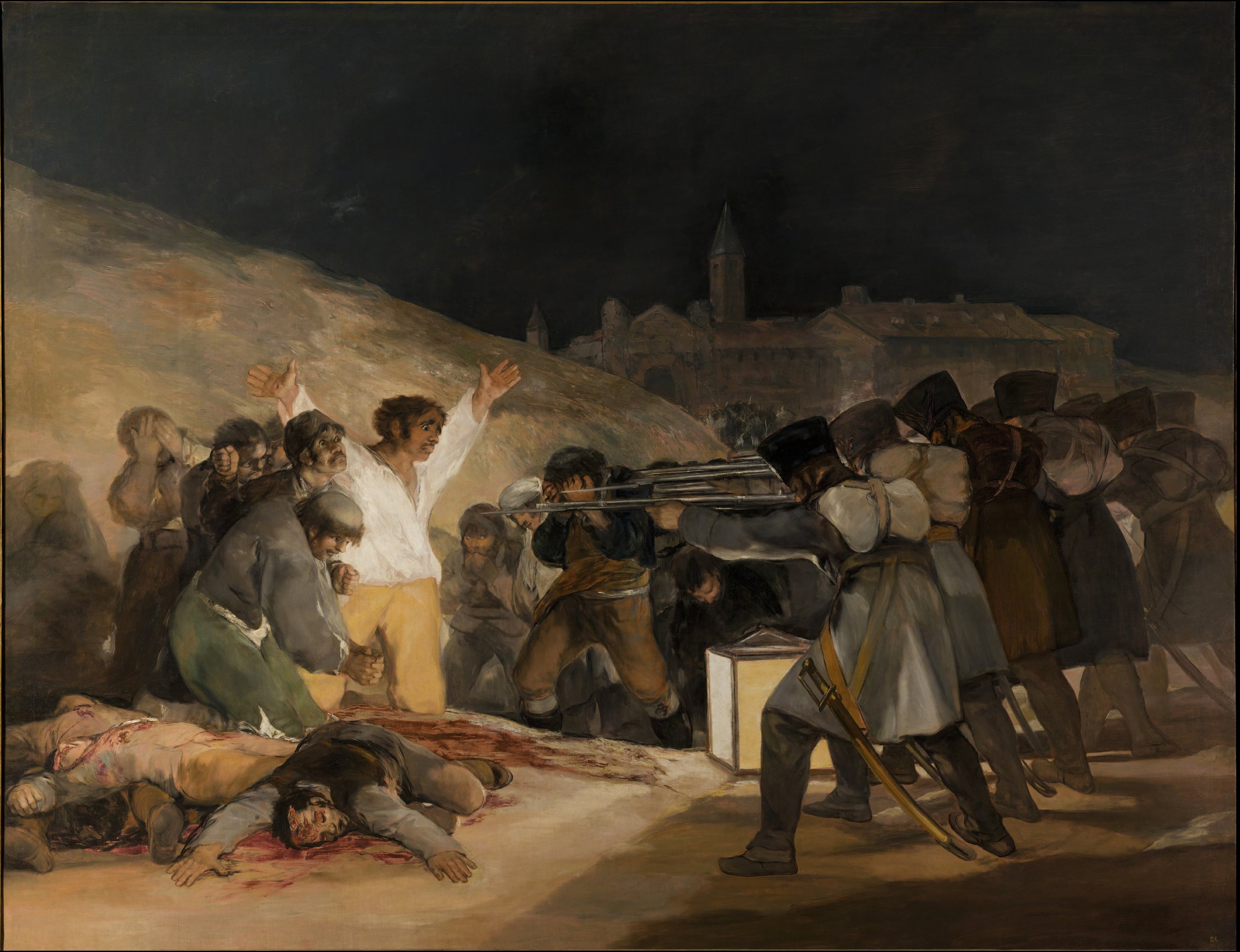 战争残酷场面主题 - 1808年5月3日夜枪杀起义者 - 描绘起义者被枪杀的场景 