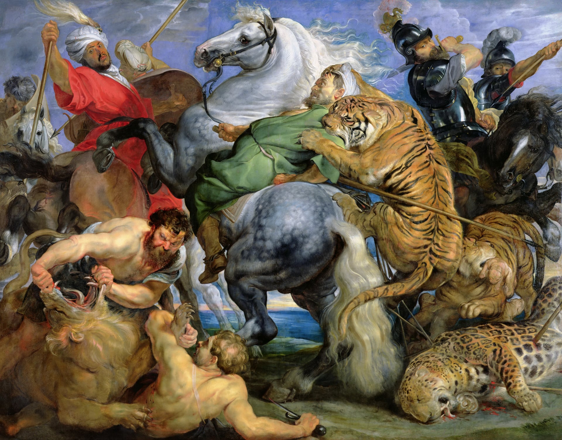 战争场面描绘主题 - 猎虎 - 展现激烈人虎搏斗场景 