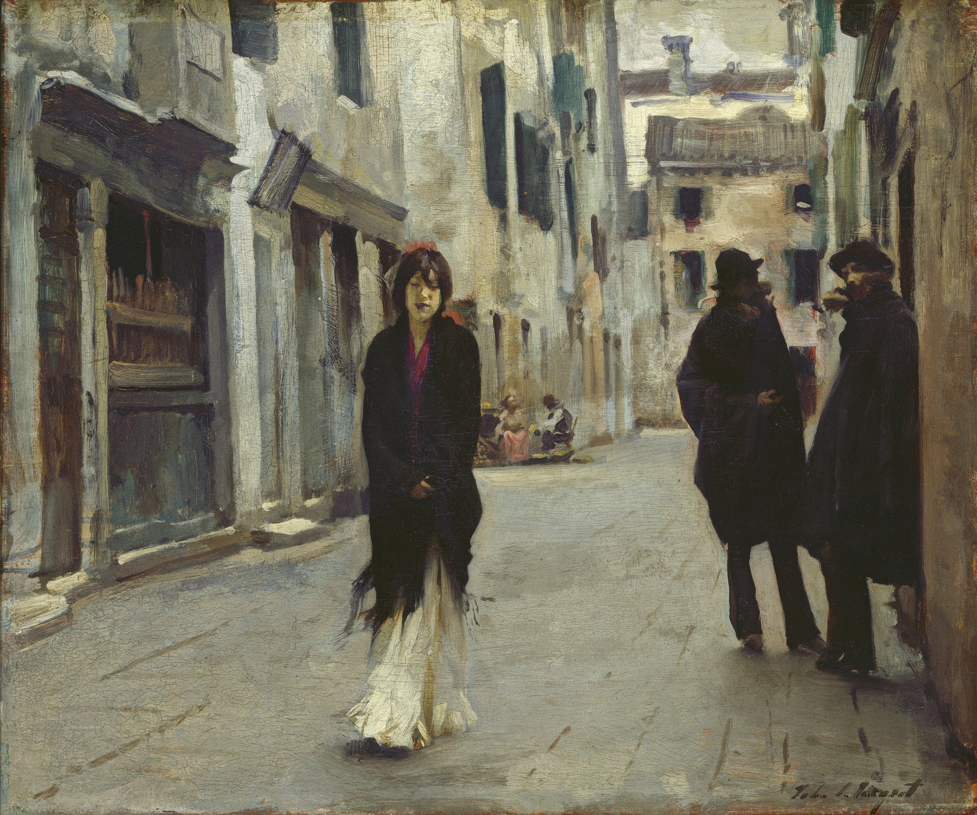 其他 - 未知名油画作品 - 街道人物场景绘画 