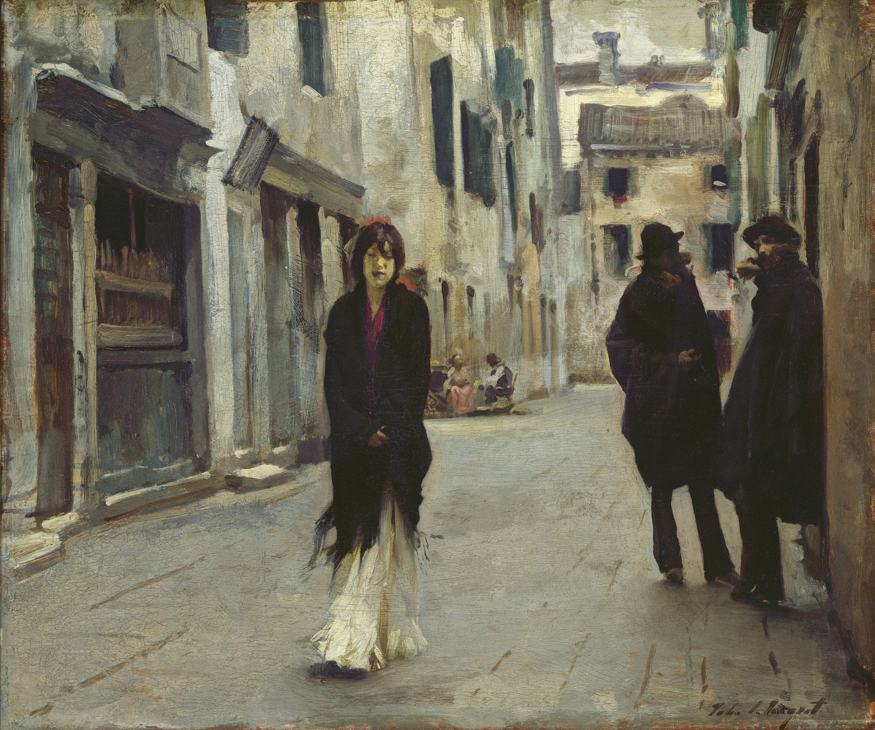 其他 - 未知名油画作品 - 街道人物场景绘画 