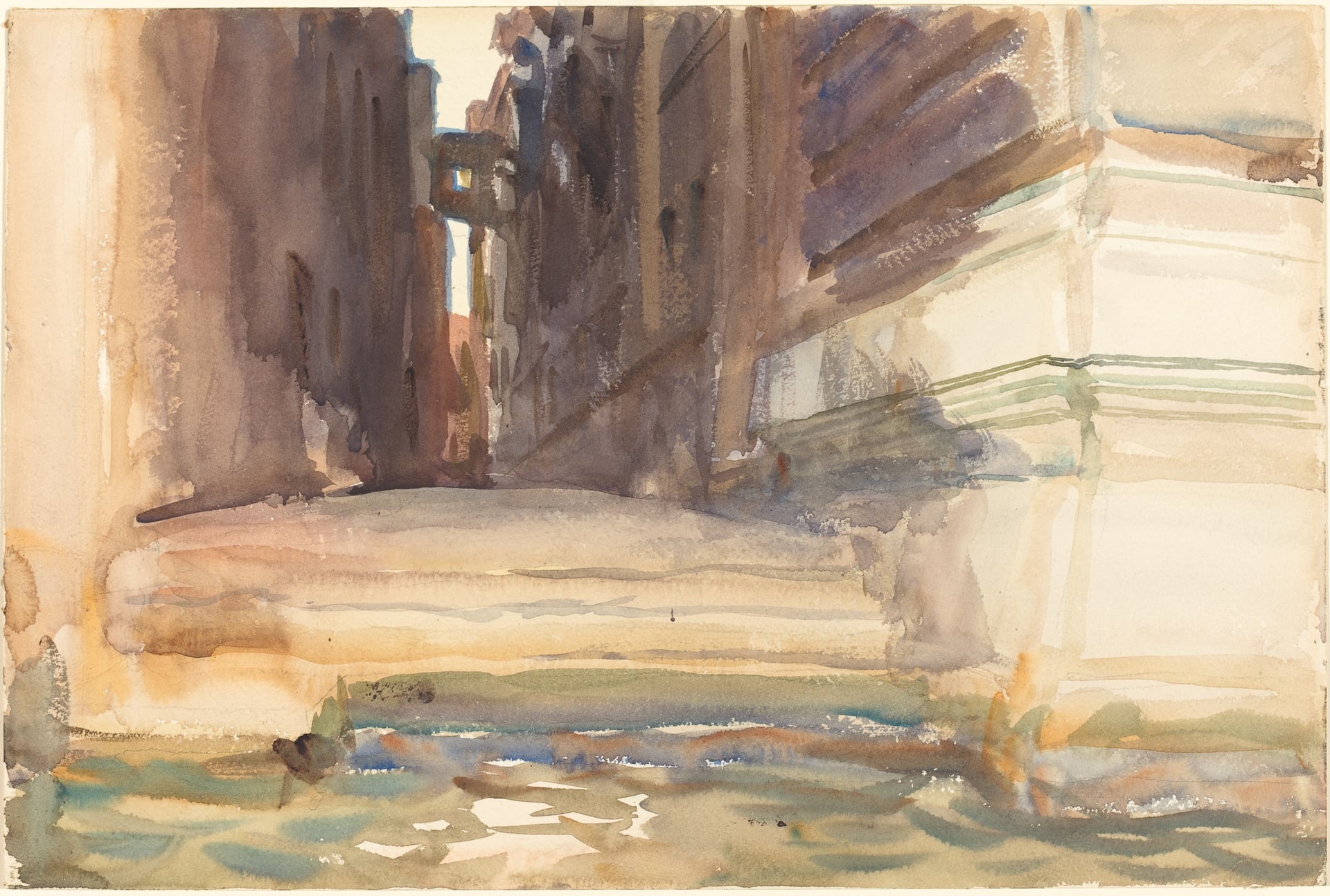 旅行风景记录主题 - 未命名水彩街道画 - 水彩绘就的静谧街道景致 