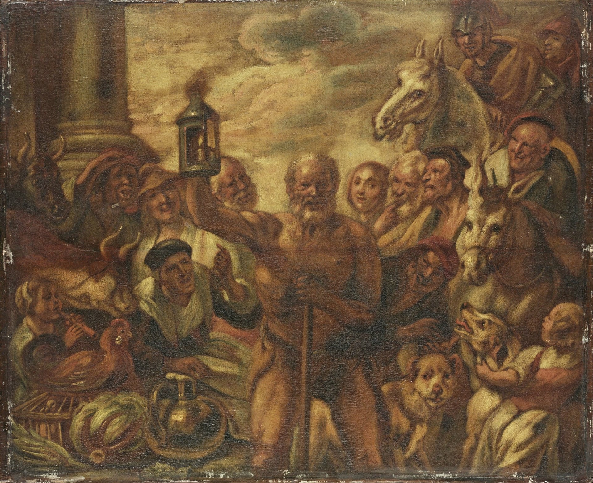 人物群像刻画主题 - 未知名群像画作 - 众多人物聚集场景展现 