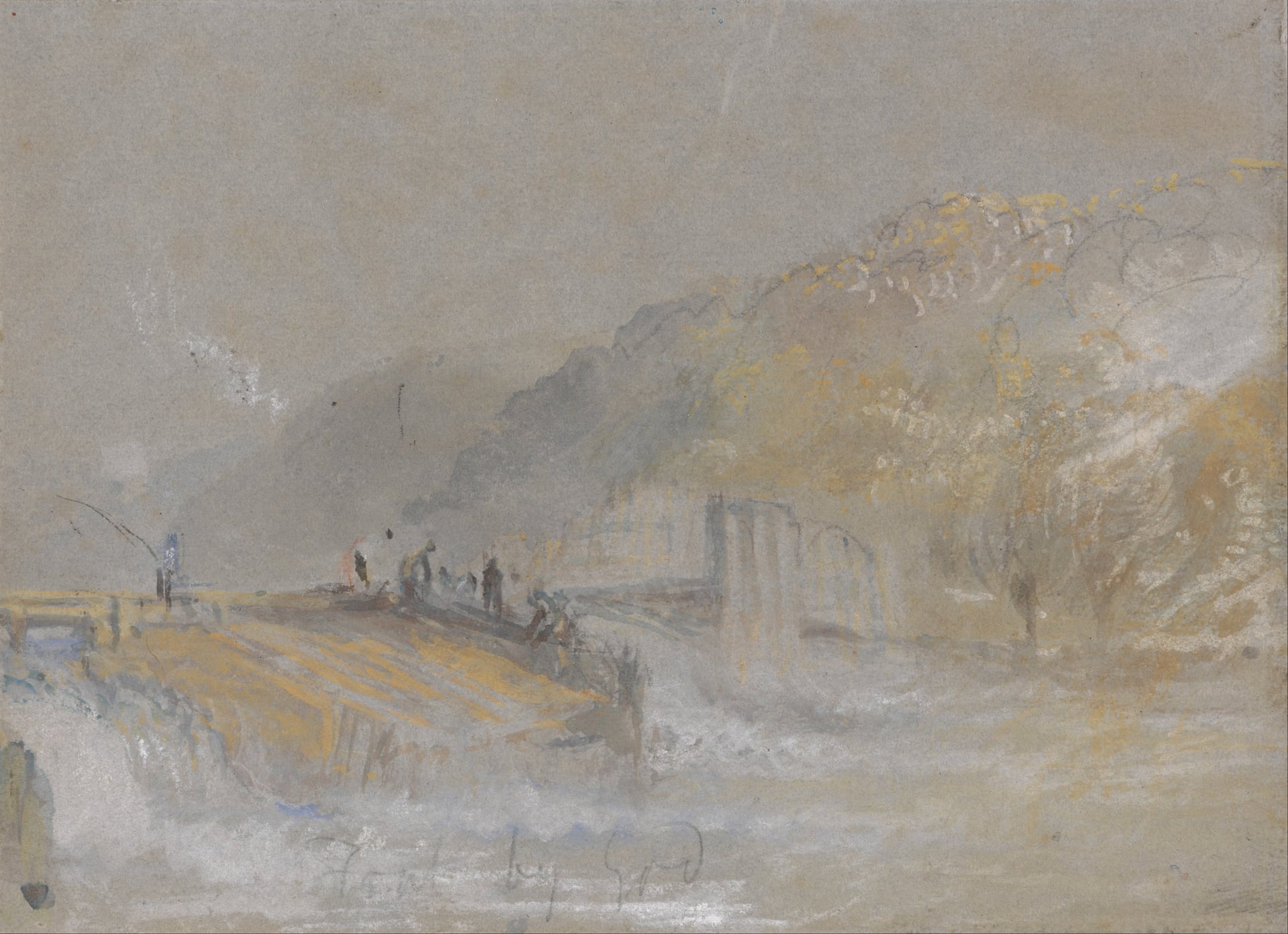 其他 - 未知名画作 - 展现河岸人物与景致 
