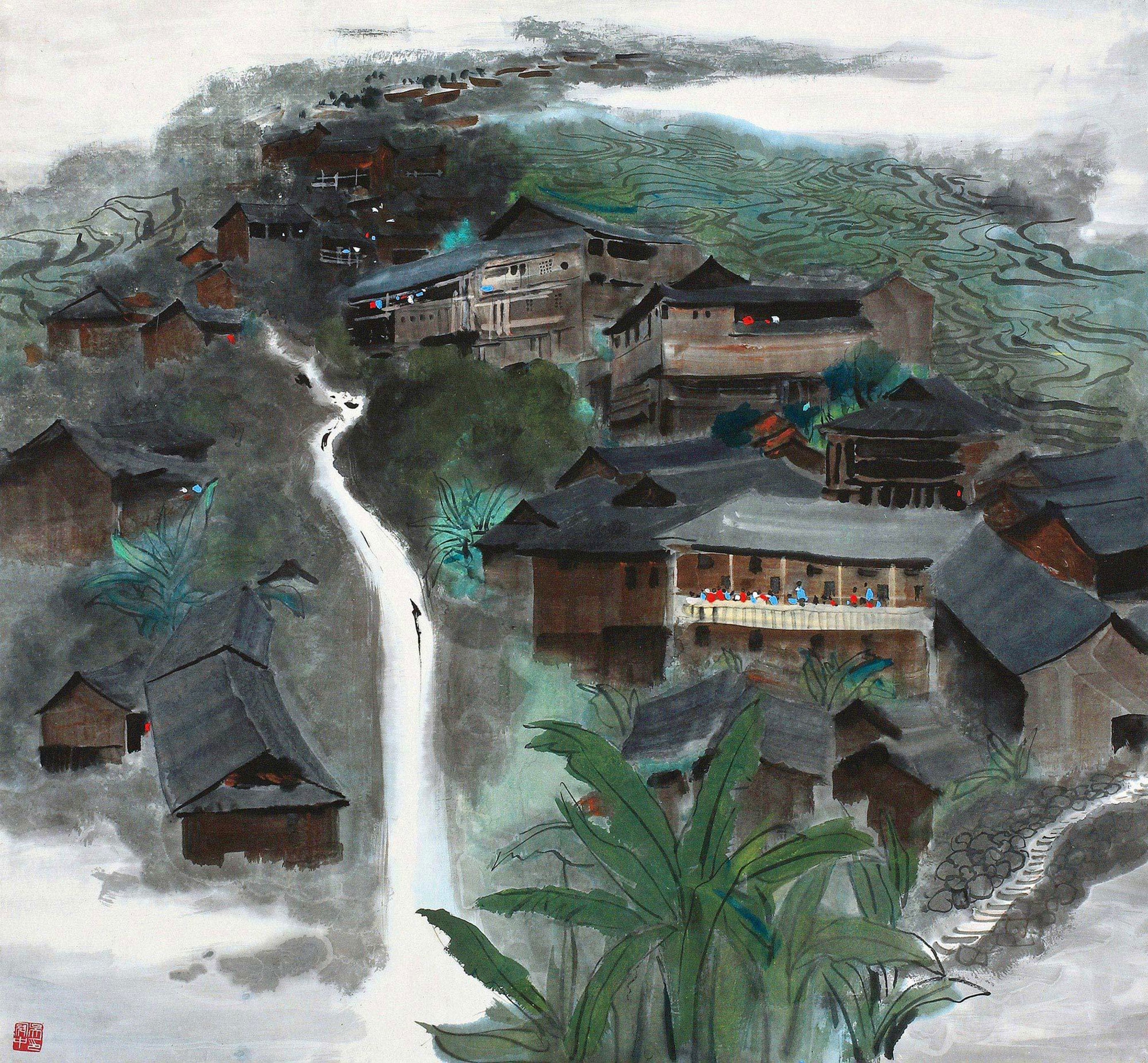 自然风景神韵主题 - 山村景致 - 山村人家与自然相融合 