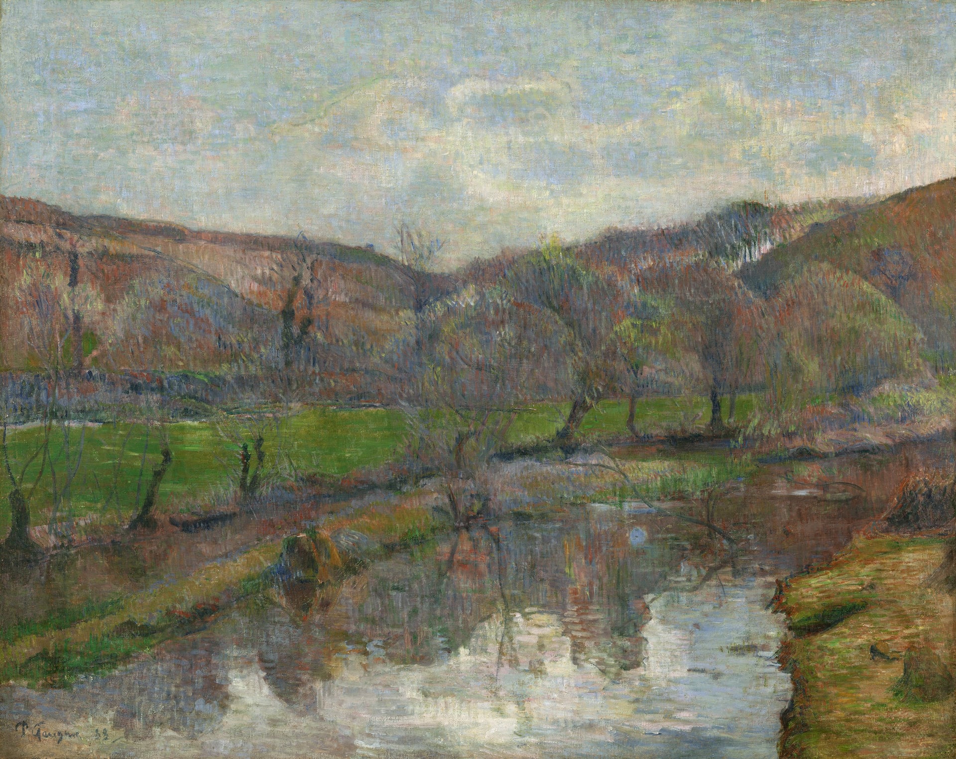 其他 - 未知名风景画 - 展现自然河岸田园景致 