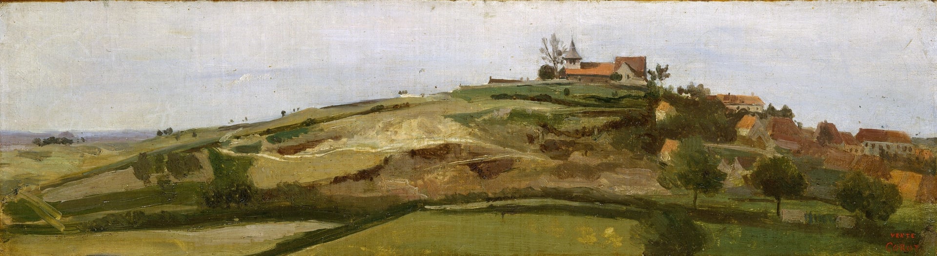 田园诗意风景主题 - 未命名作品 - 描绘山丘村庄田园景致 
