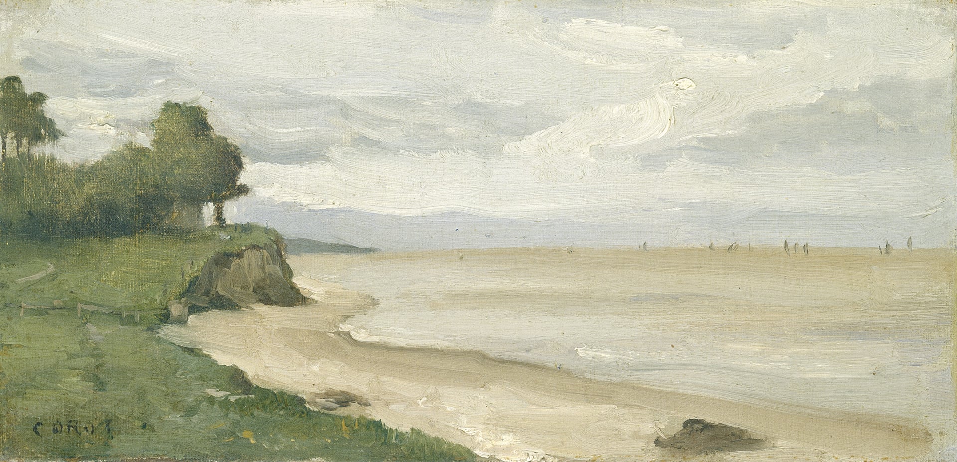 田园诗意风景主题 - 未命名海景画 - 描绘海岸草地静谧景致 