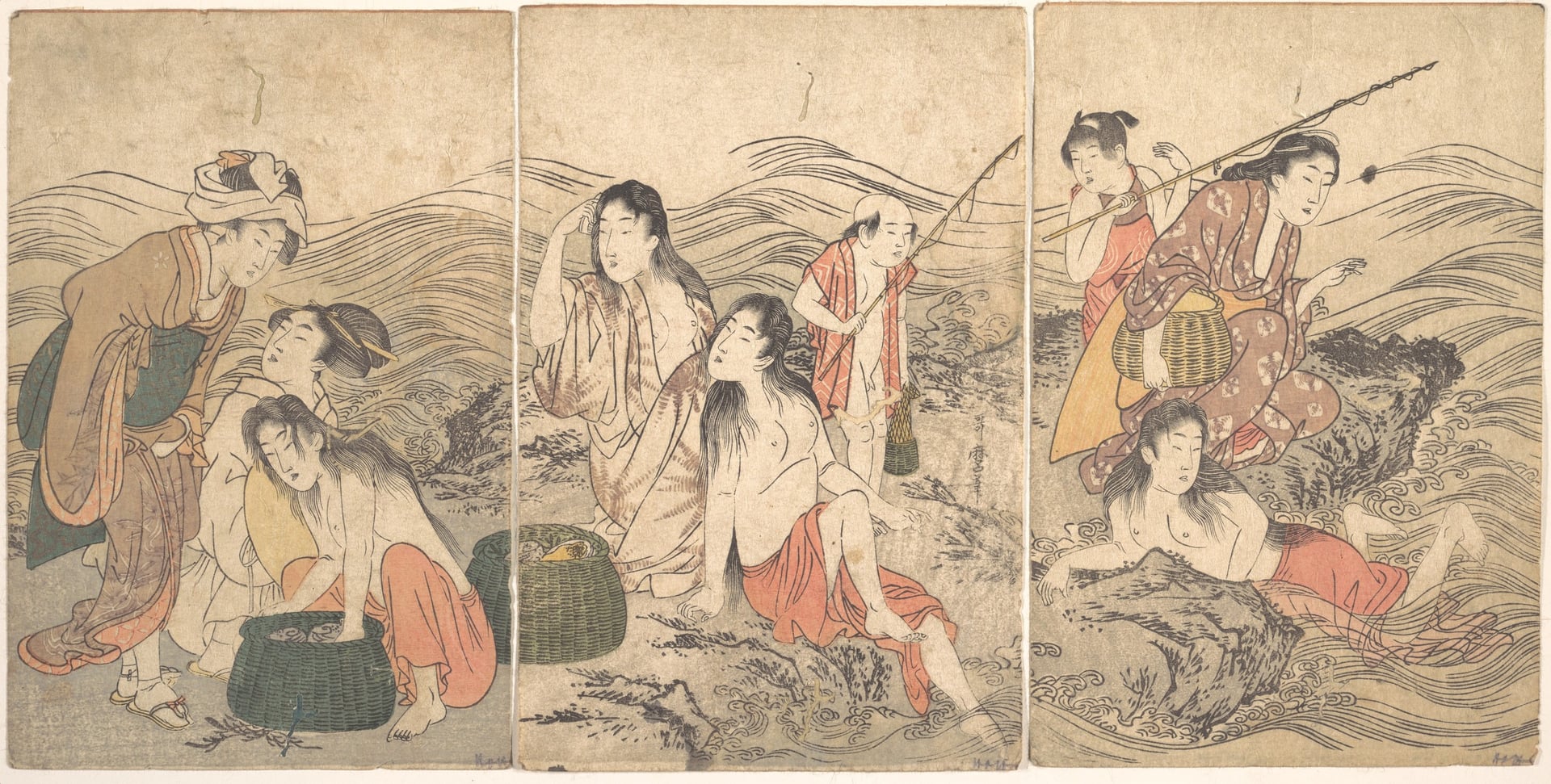女性生活百态主题 - 海边劳作的女性们 - 展现女性海边劳作场景 