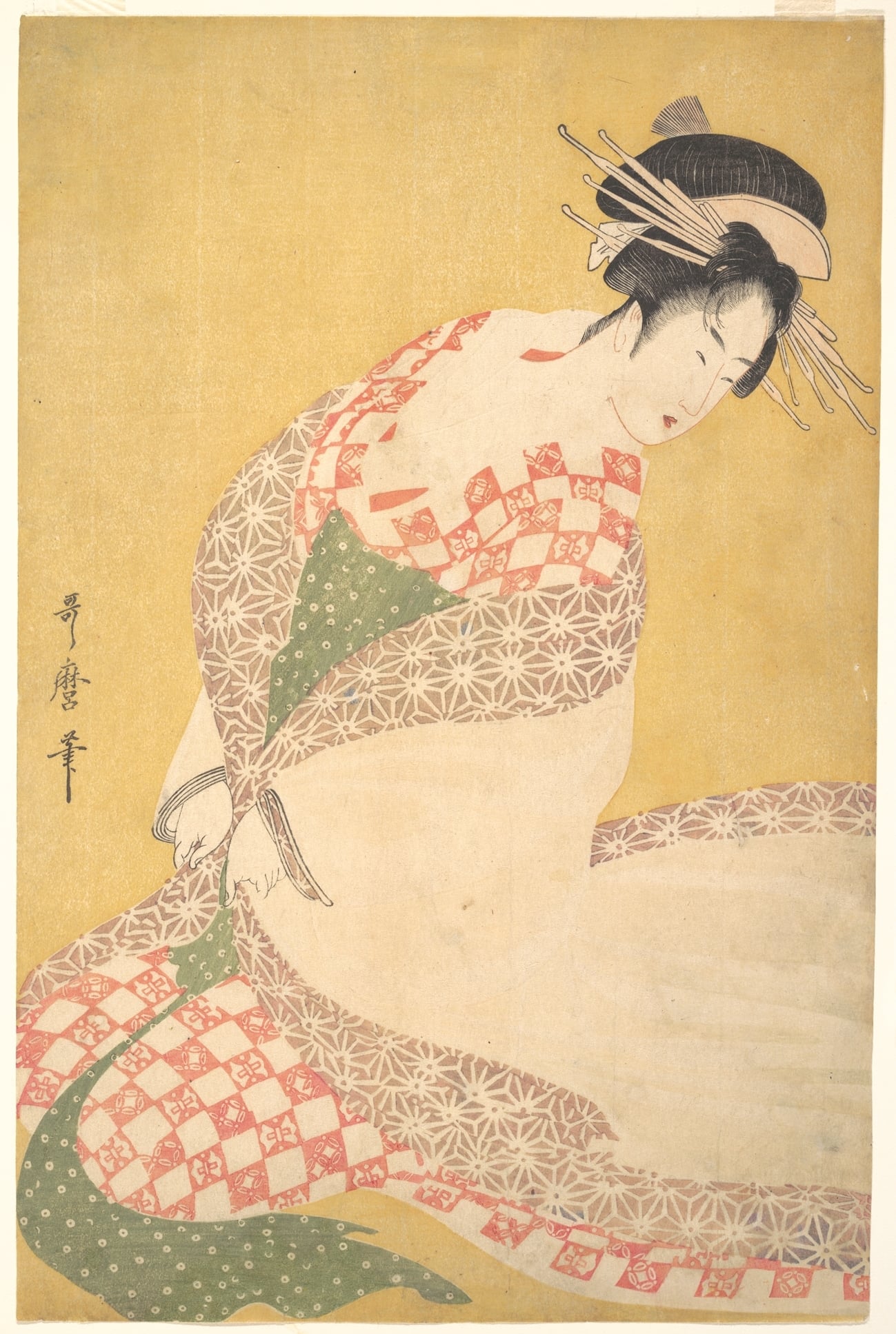 美人姿态神情主题 - 无具体名字 - 着和服女子优雅俯身 