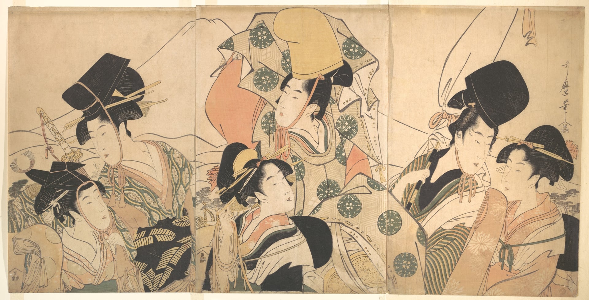 美人姿态神情主题 - 未知名浮世绘作品 - 展现女性优雅动人姿态 
