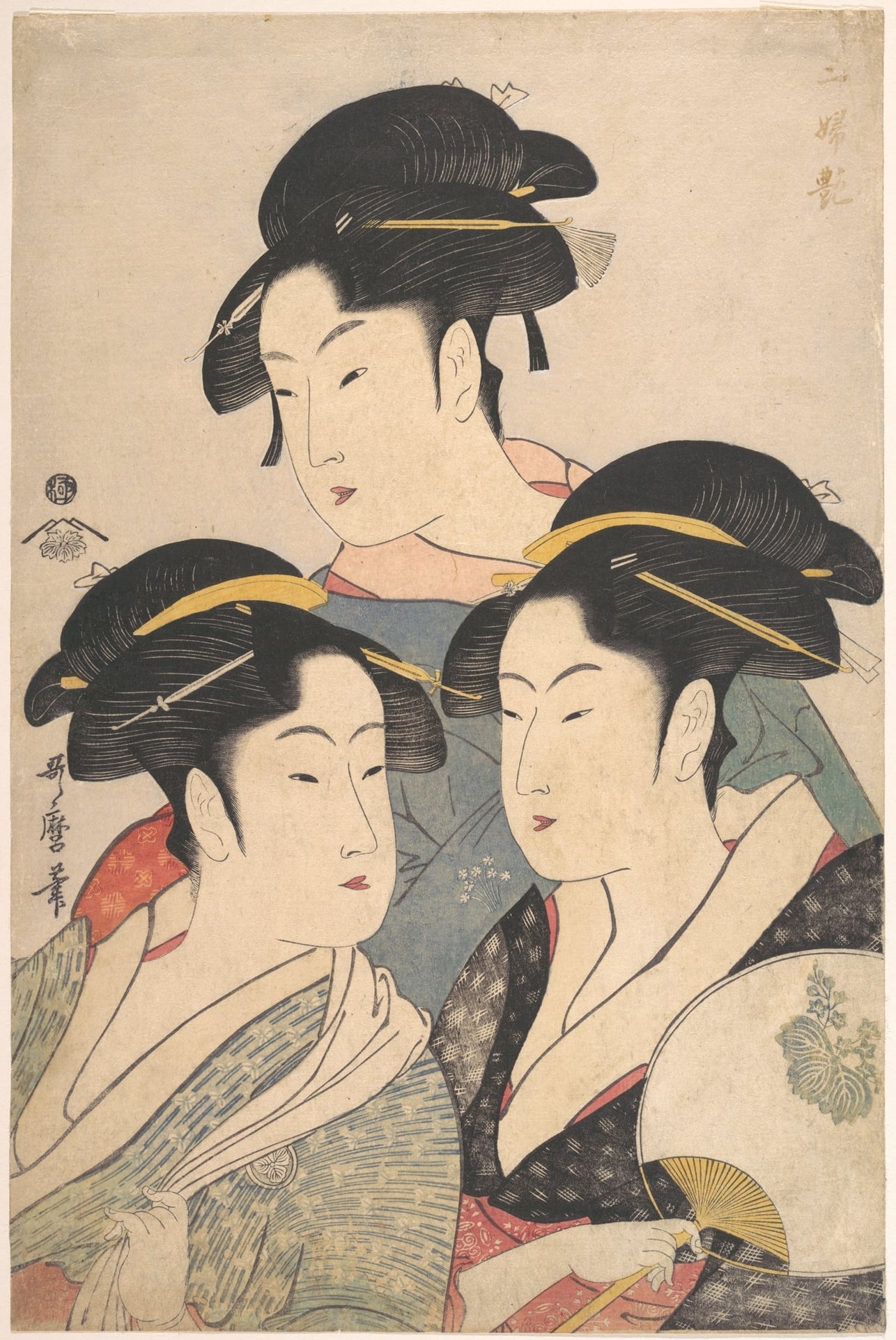美人姿态神情主题 - 三妇图 - 三位女子的优雅姿态 