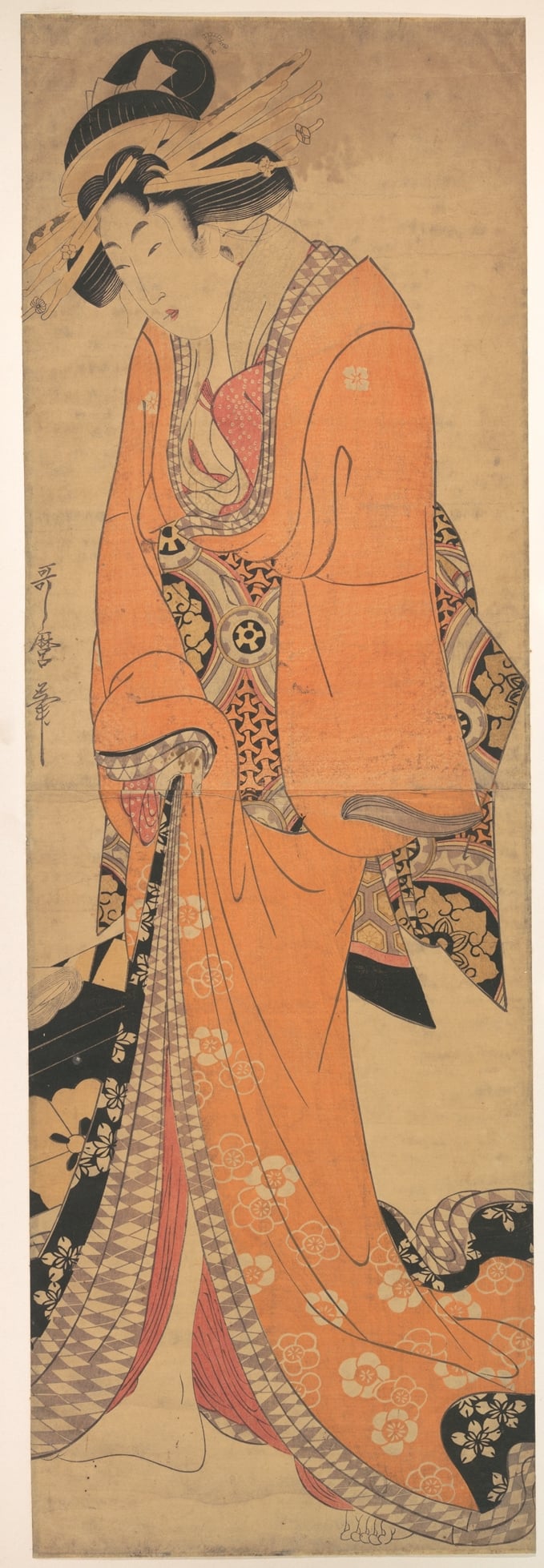 和服文化展示主题 - 佚名美人着和服图 - 女子身着华丽和服姿态 